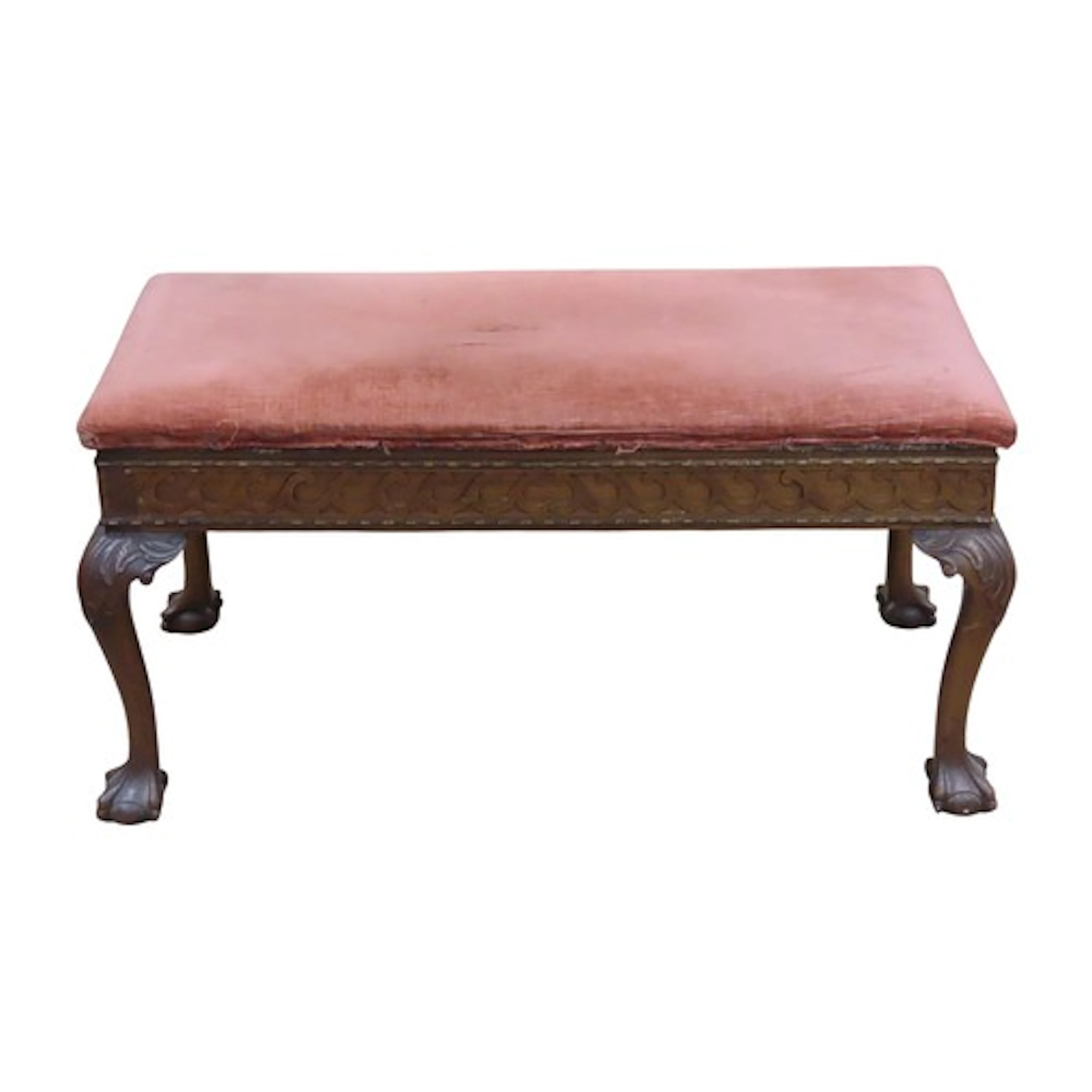 A duet piano stool in the Georgian style with hinged upholst...