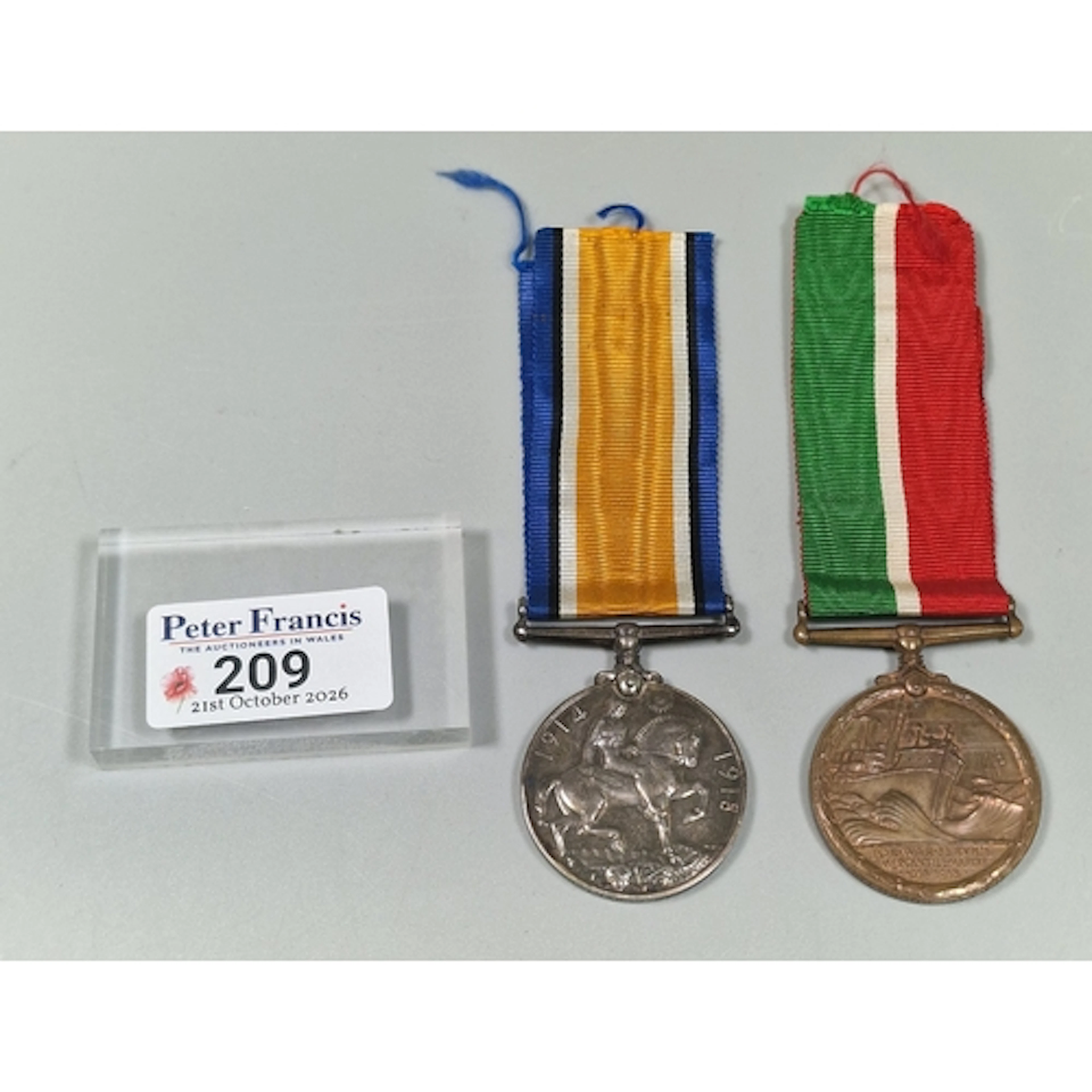 WW1 British medal pair awarded to William Robertson, compris...