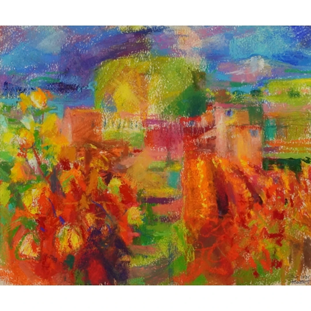 John Ivor Stewart - Abstract townscape, 20th century pastel ...