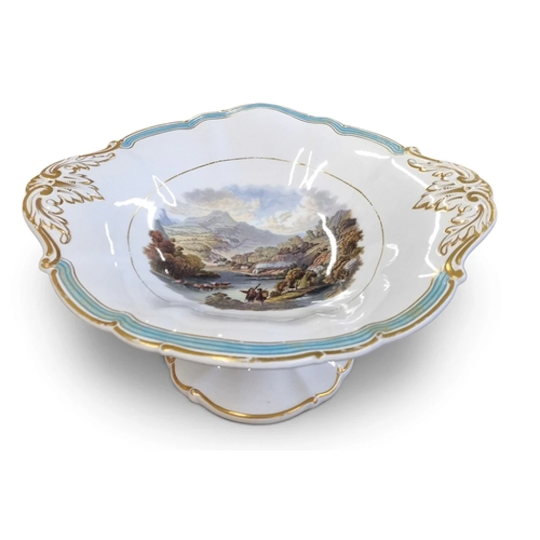 A good 19th Century Cream ground Tazza. W 32 x H 15 cm appro...