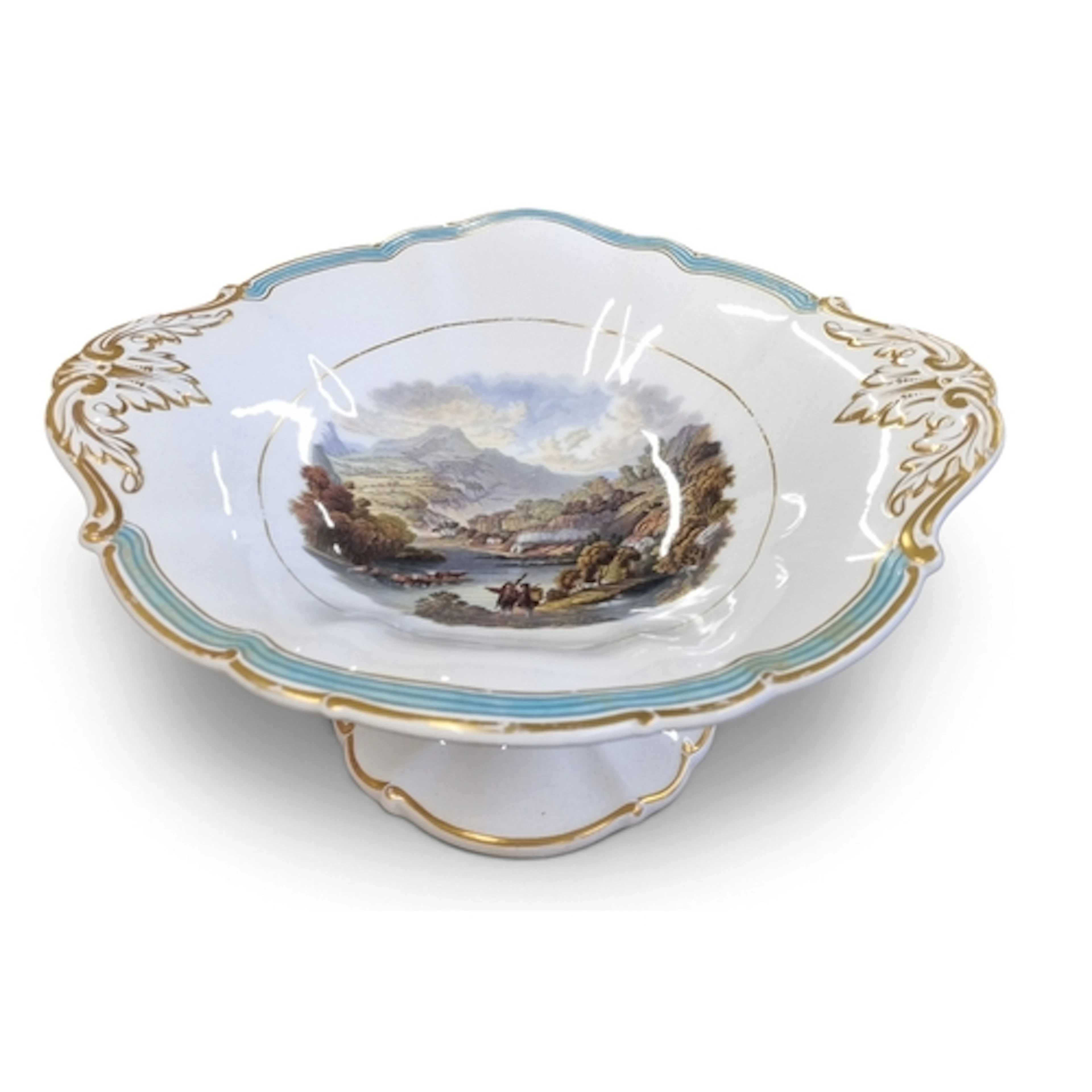 A good 19th Century Cream ground Tazza. W 32 x H 15 cm appro...
