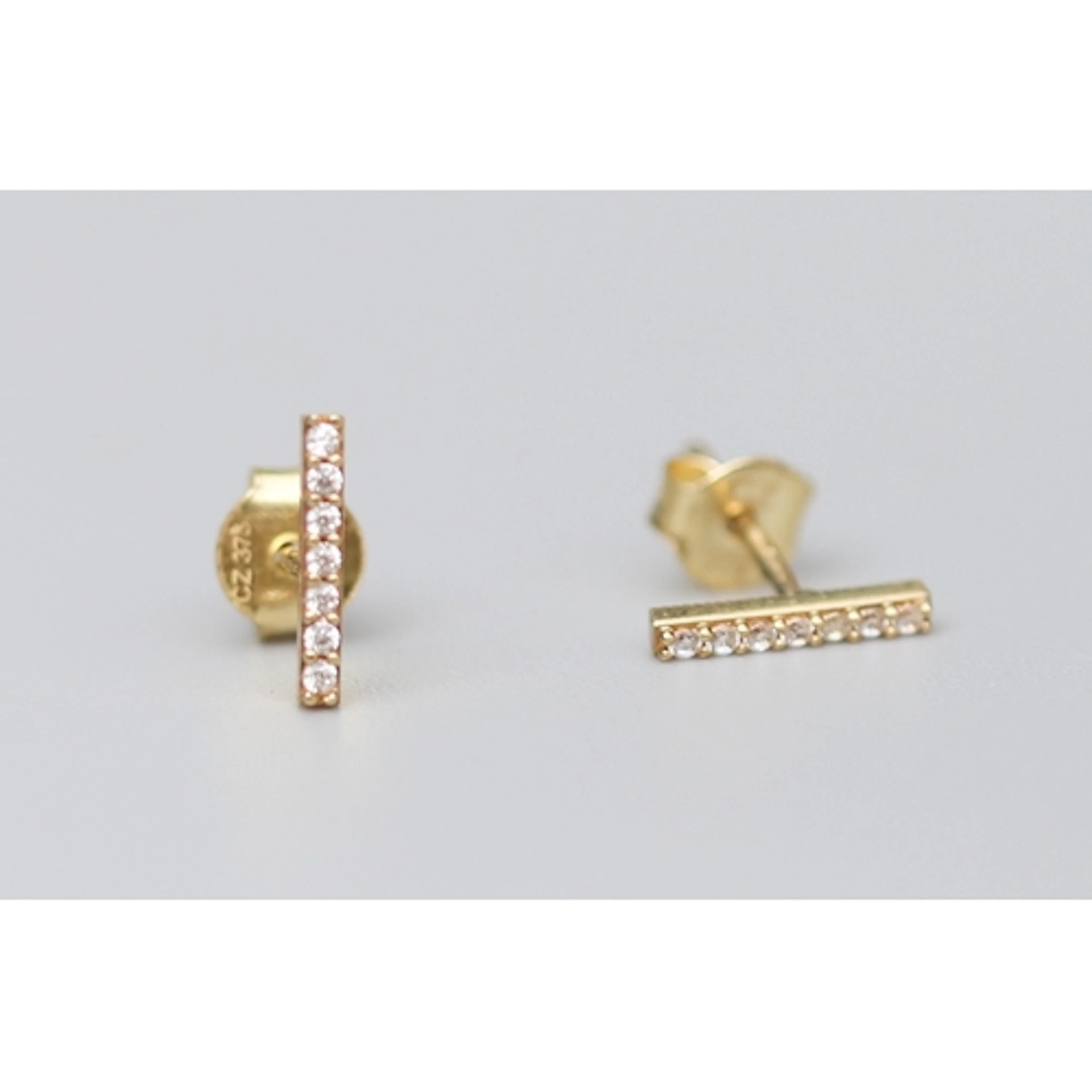 Pair of Cubic Zirconia Set Bar Earrings, Mounted in 9 Carat ...