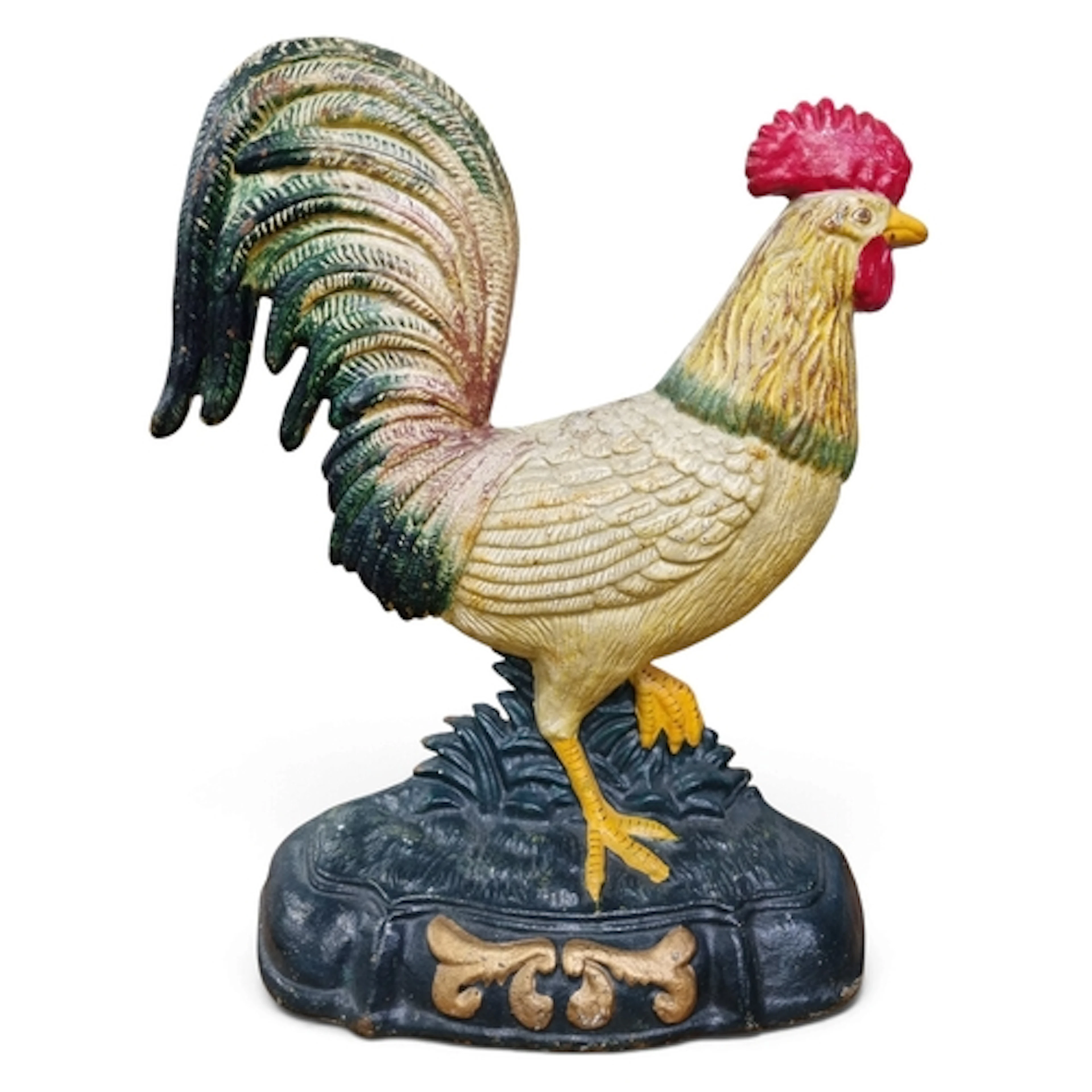 A large Cast Iron Door Stop in the form of a Cockerel. H 35 ...