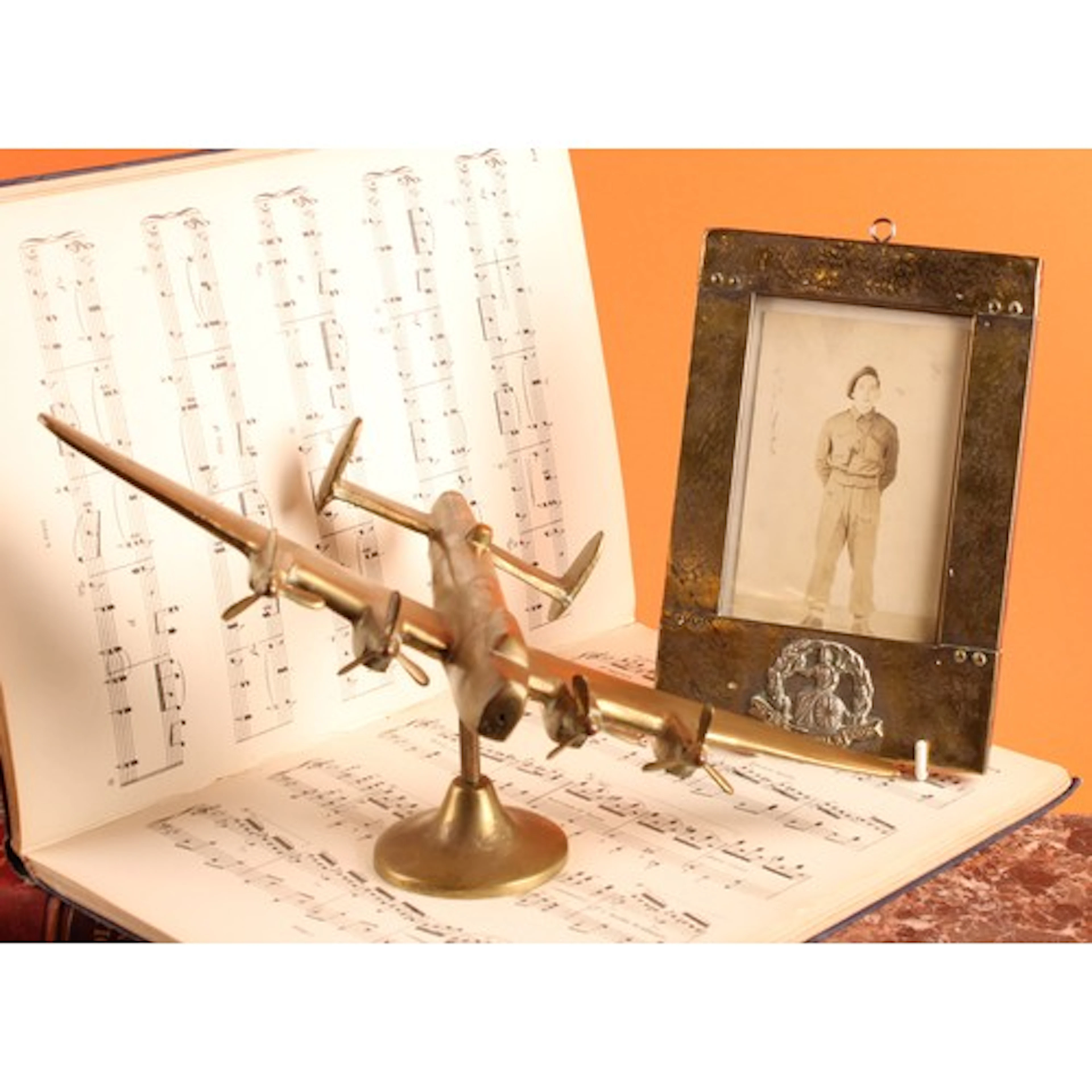Military Interest - an Arts & Crafts rectangular brass photo...