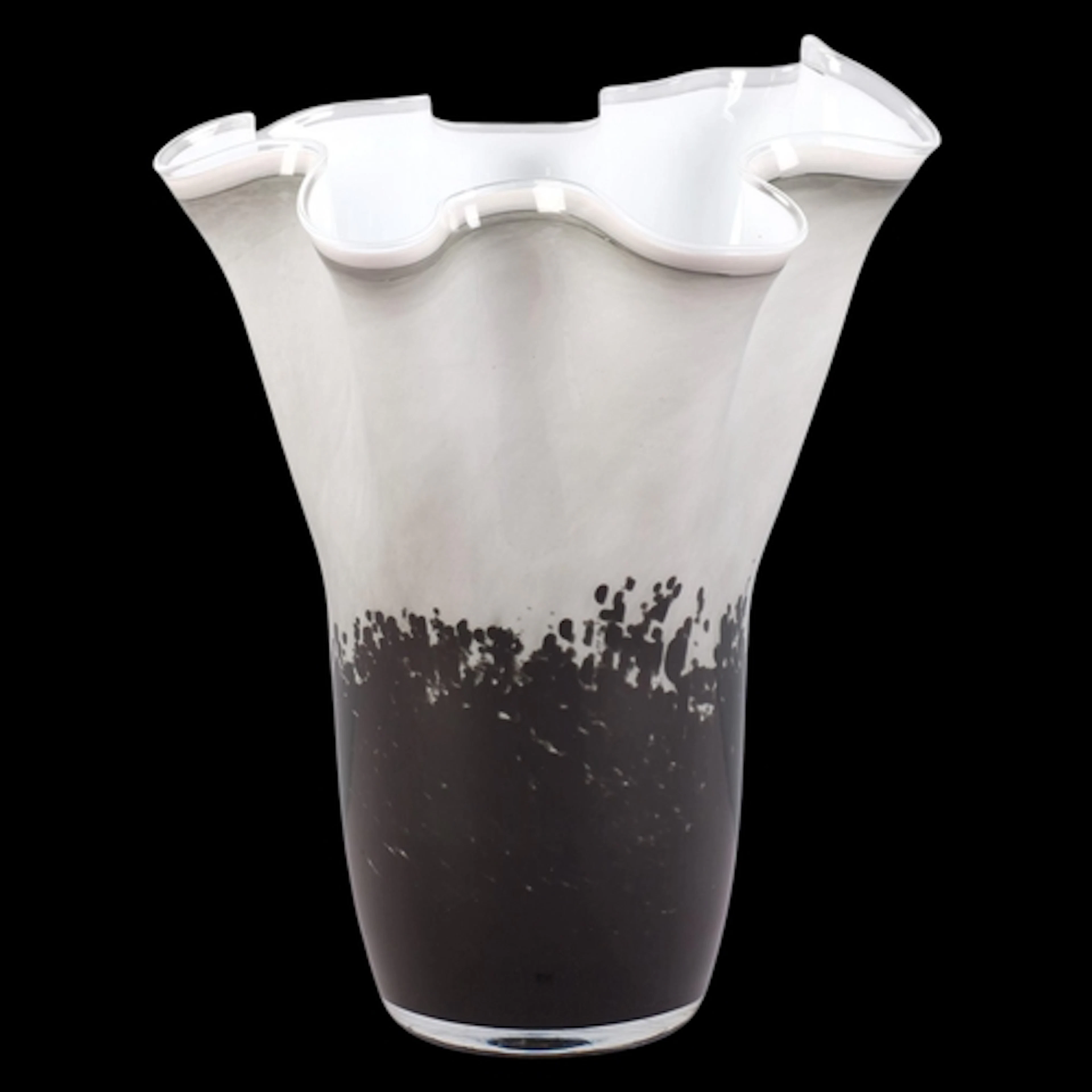 A mid-century Fazzoletto glass vase in black and white tones...