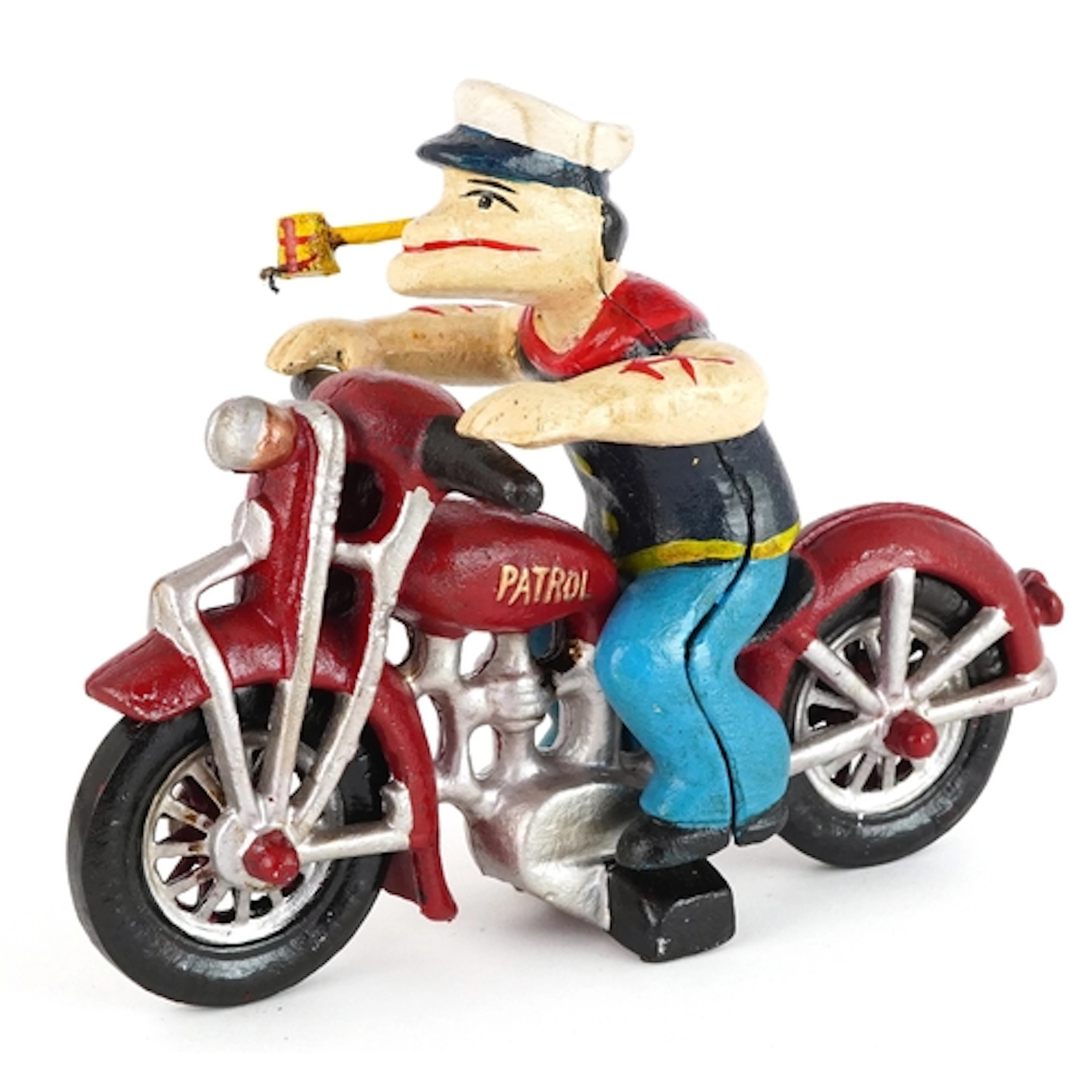 Novelty painted cast iron Popeye figure with articulated lim...