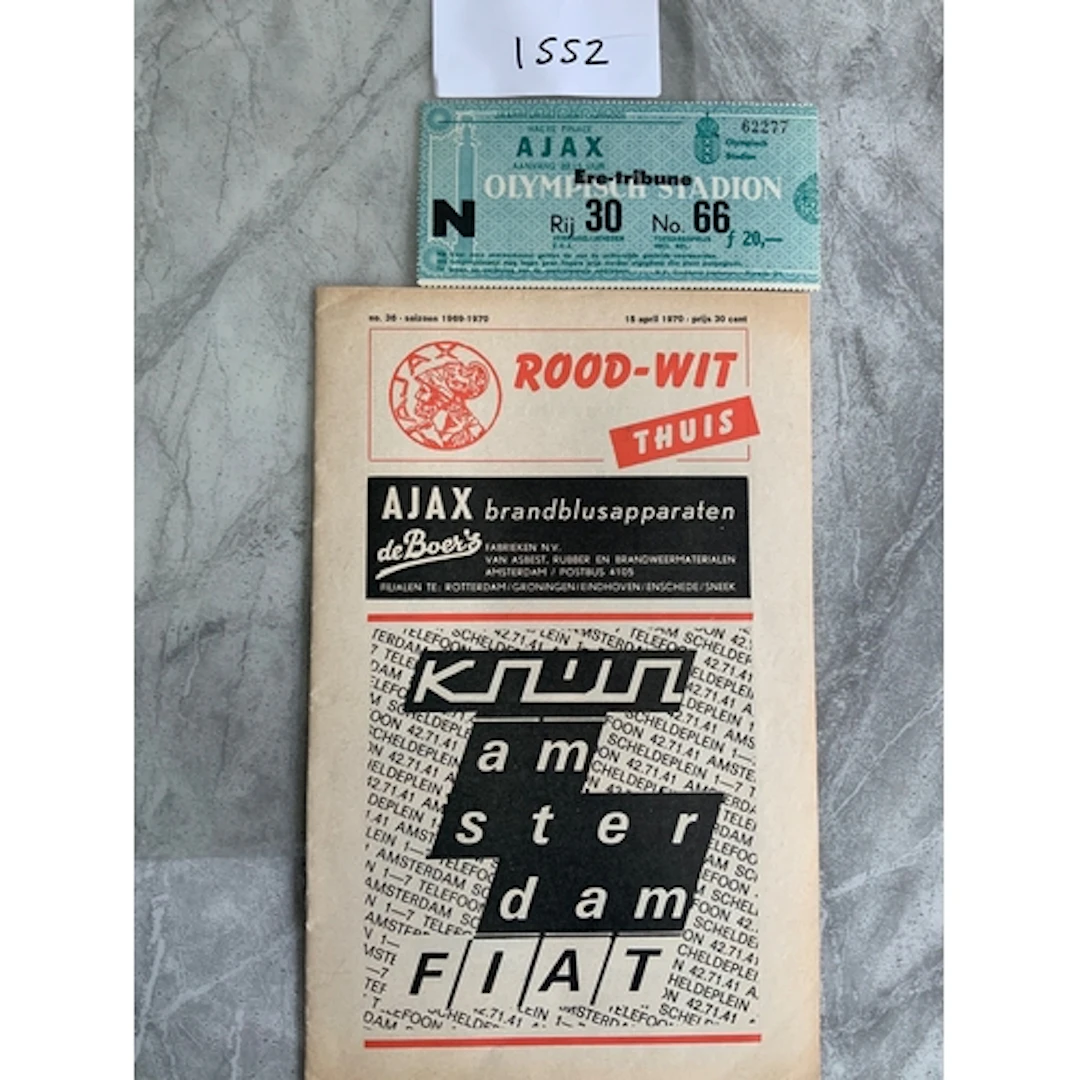 1969/70 Ajax v Arsenal Fairs Cup Football Programme + Ticket...