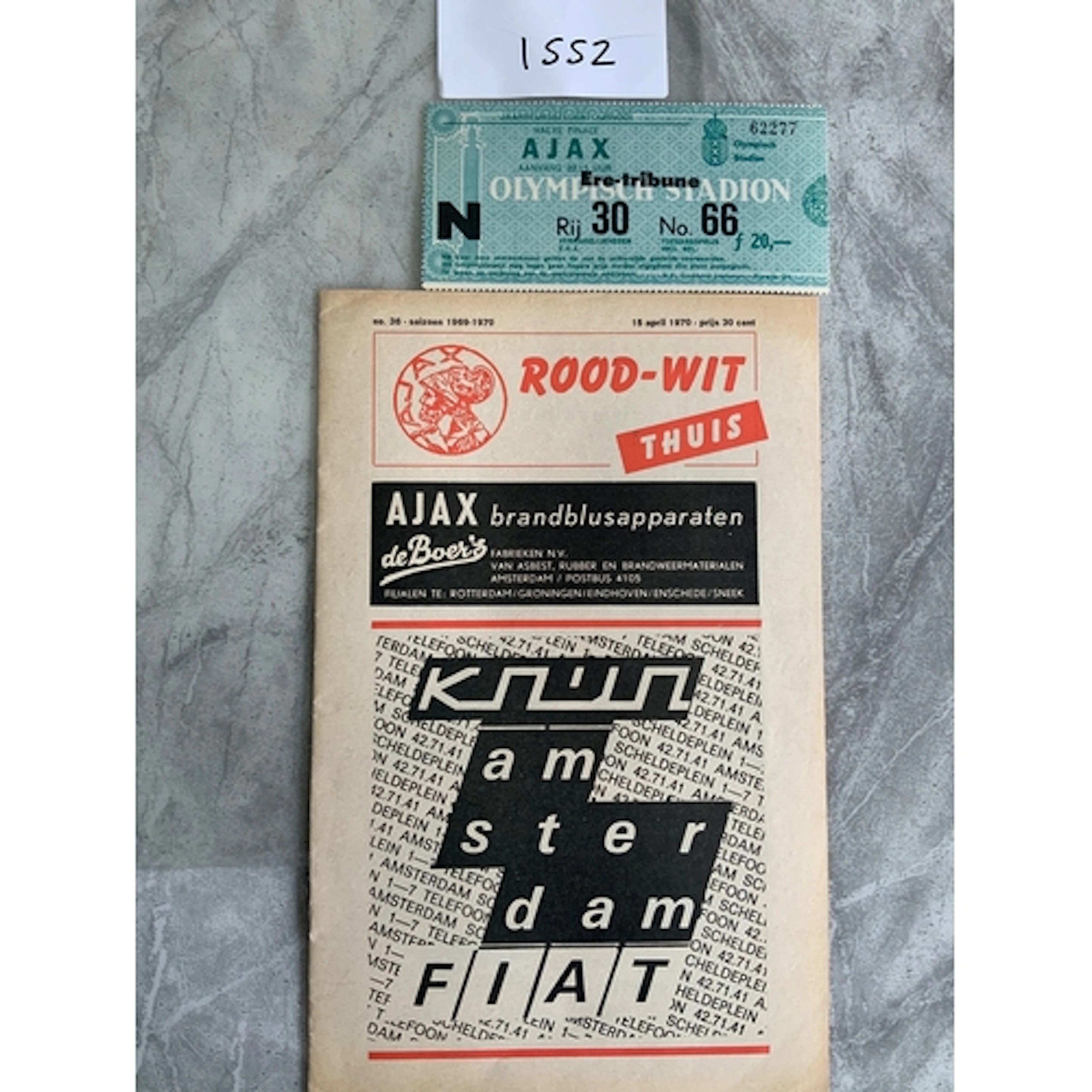 1969/70 Ajax v Arsenal Fairs Cup Football Programme + Ticket...