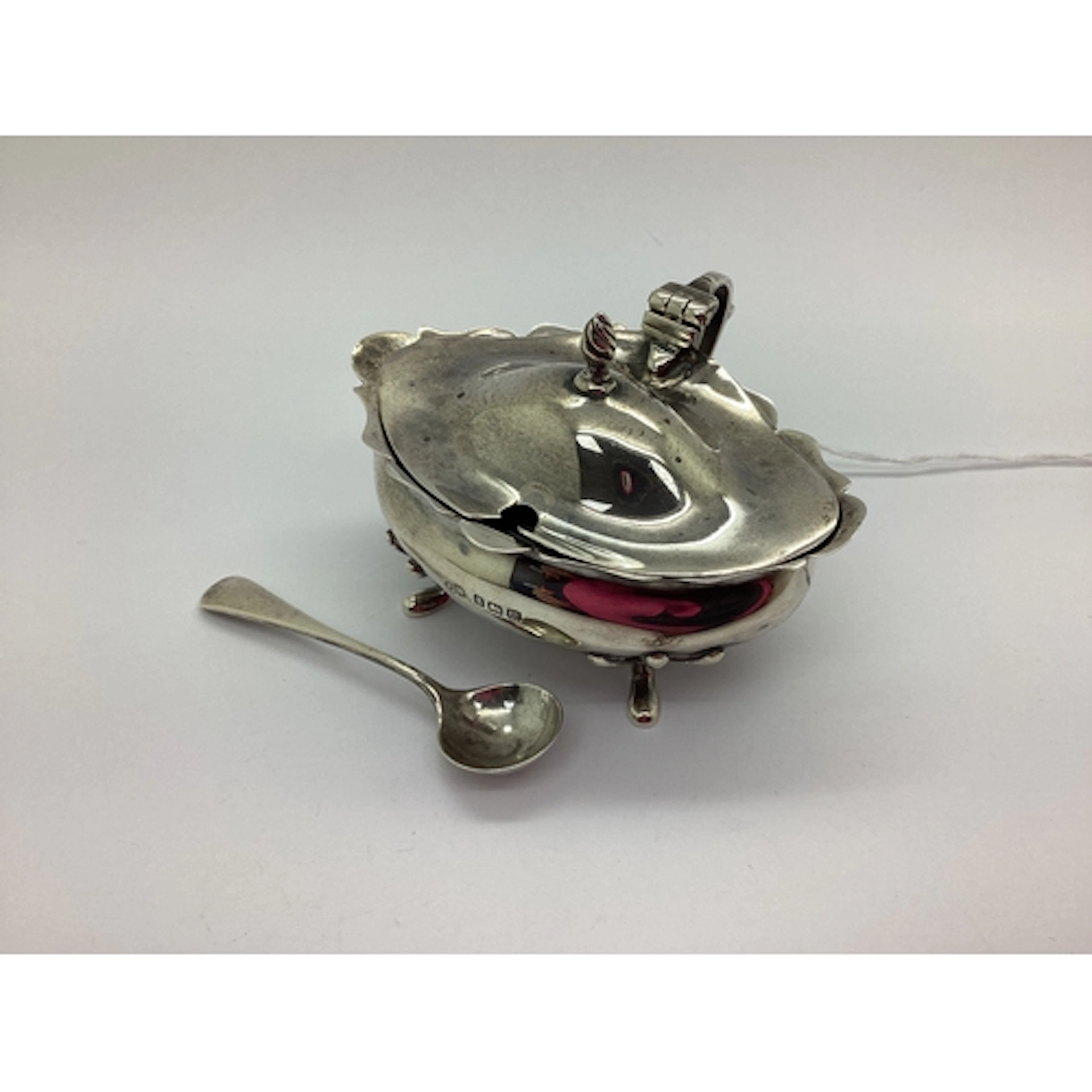A Hallmarked Silver Lidded Mustard, Birmingham 1911, (lid de...