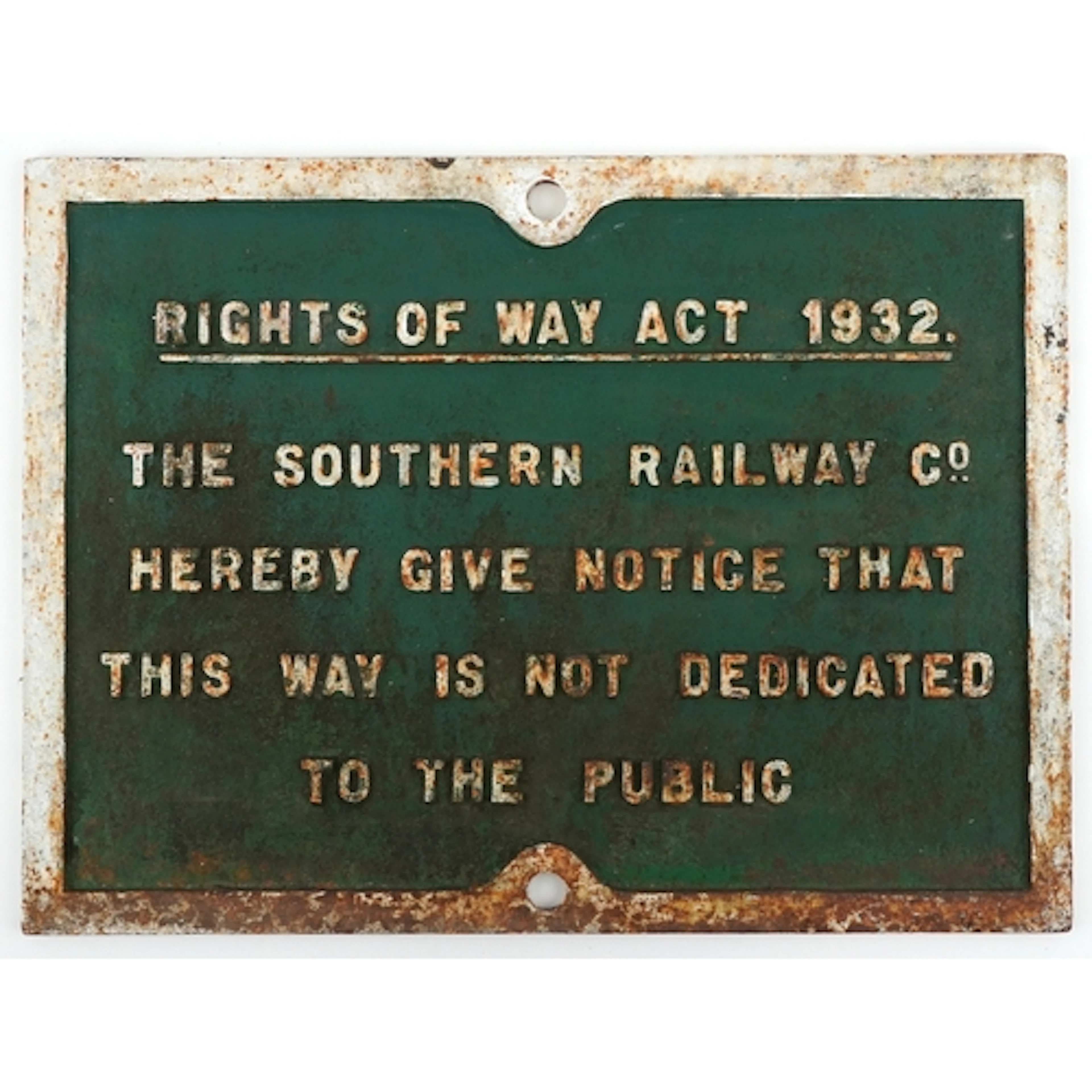 Vintage Southern Railway cast iron sign - Rights of Way Act ...