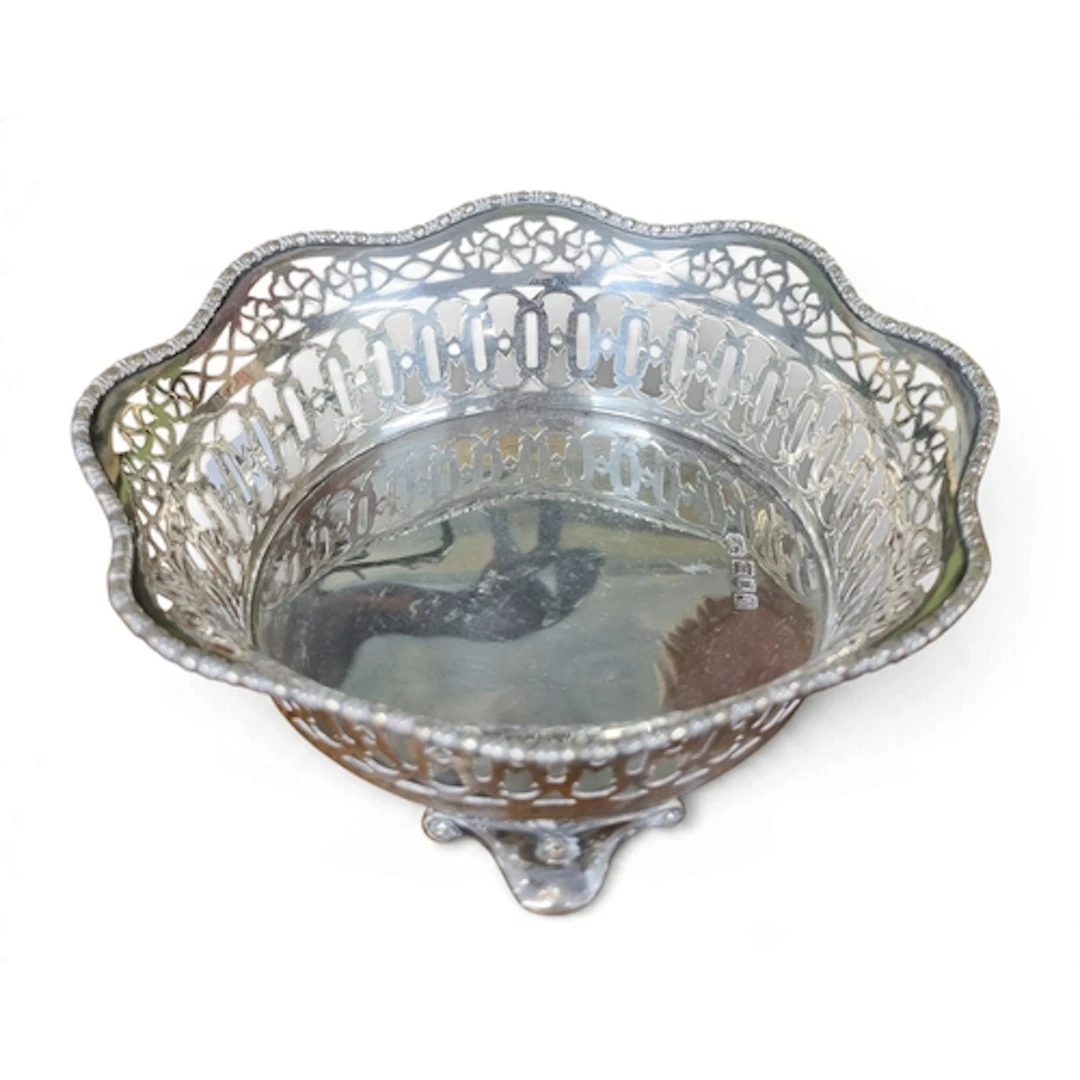 A London Silver Bon Bon Dish with a highly pierced outline, ...