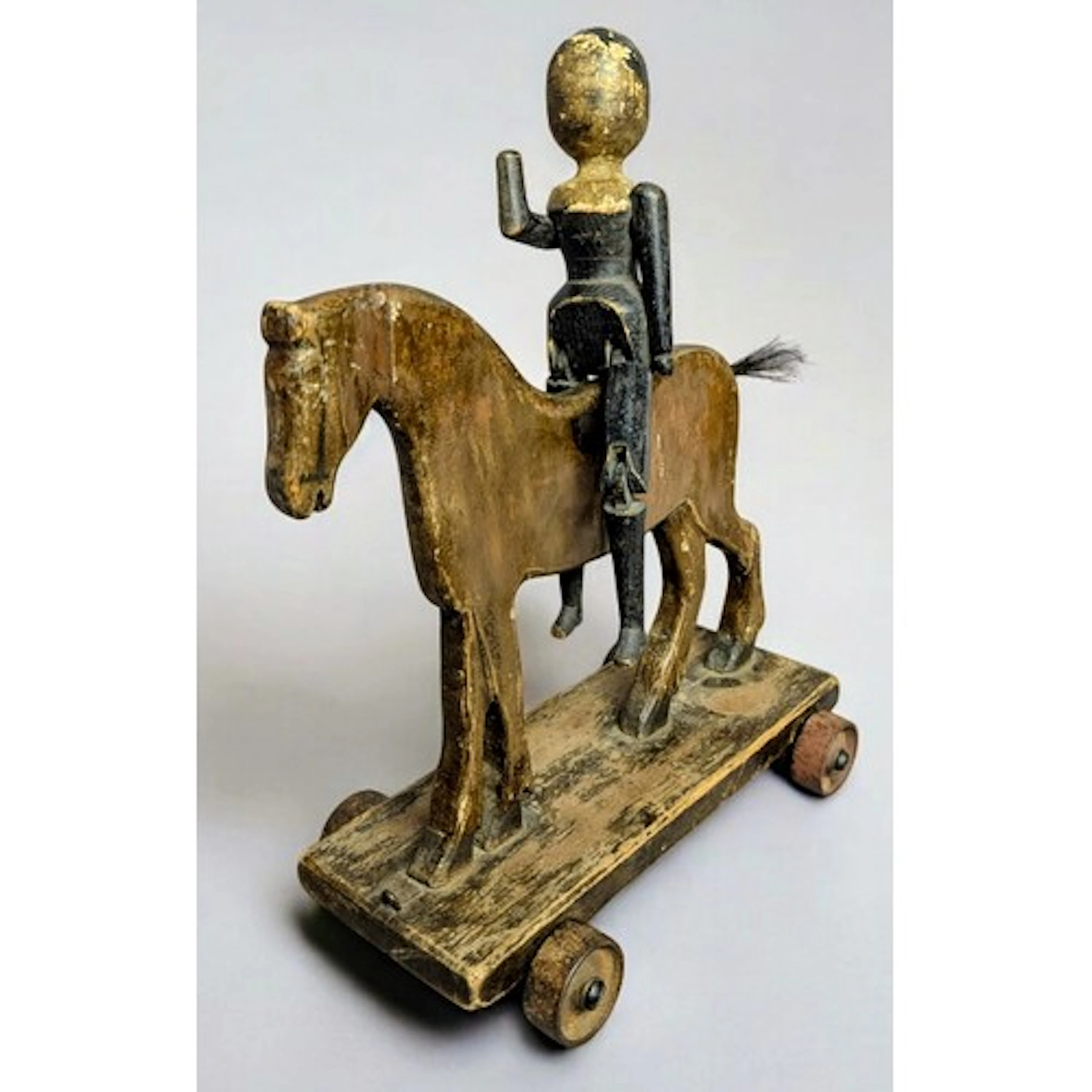Juvenalia & Folk Art - a late Victorian pull along horse, ho...
