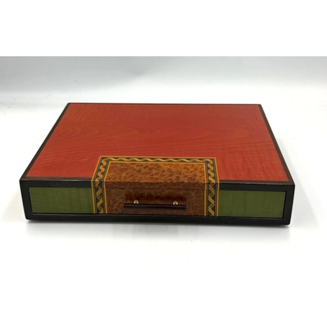 An Ellie Bleu inlaid pen box (Approximate measurements 24cm ...