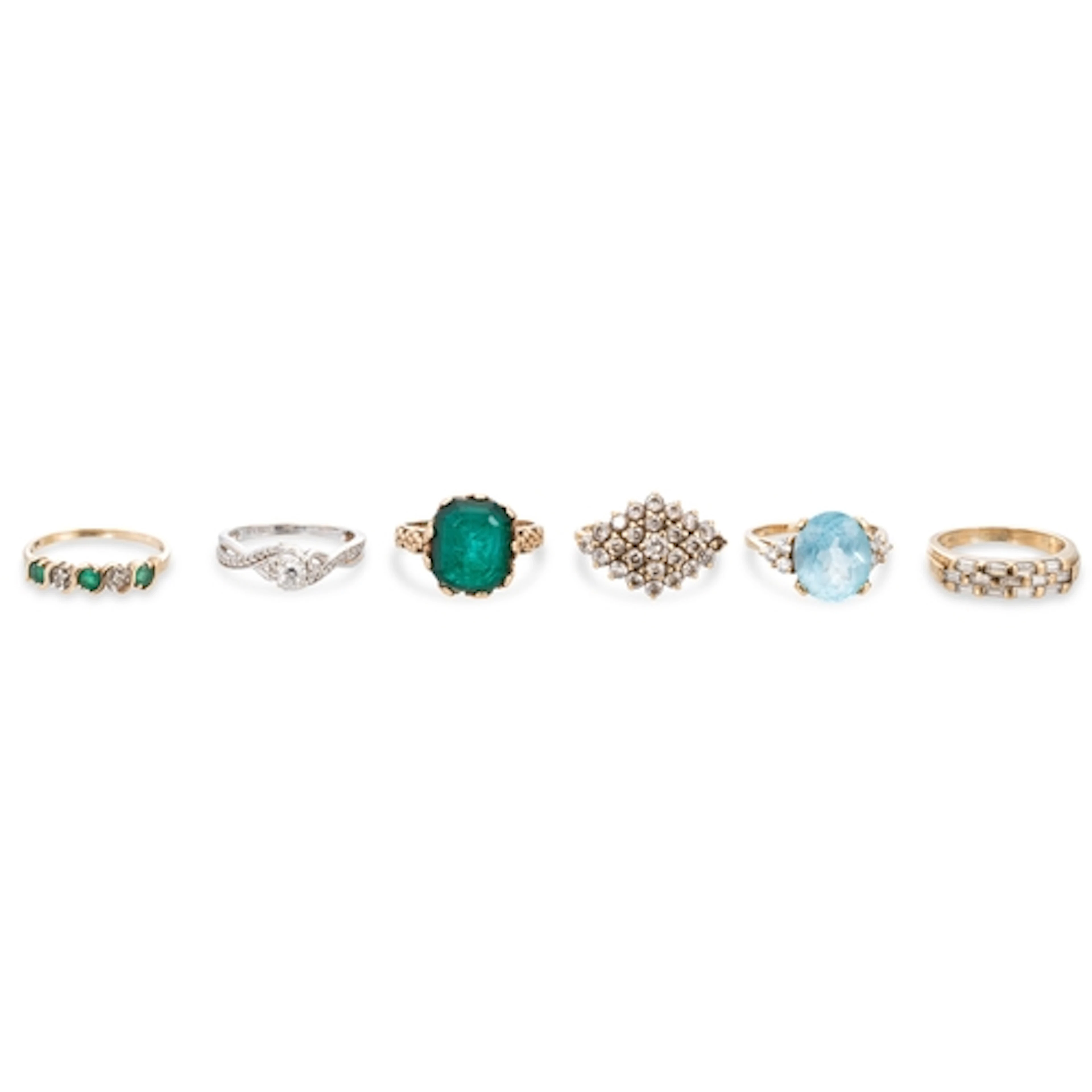 A DIAMOND SET DRESS RING, mounted in 9ct gold, together with...