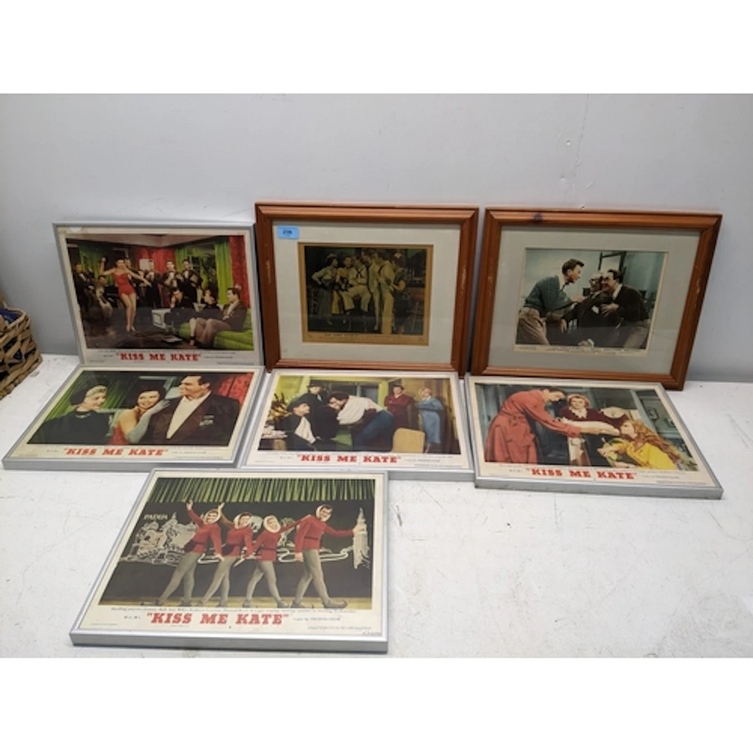 A group of five American lobby cards for the film 'Kiss Me K...