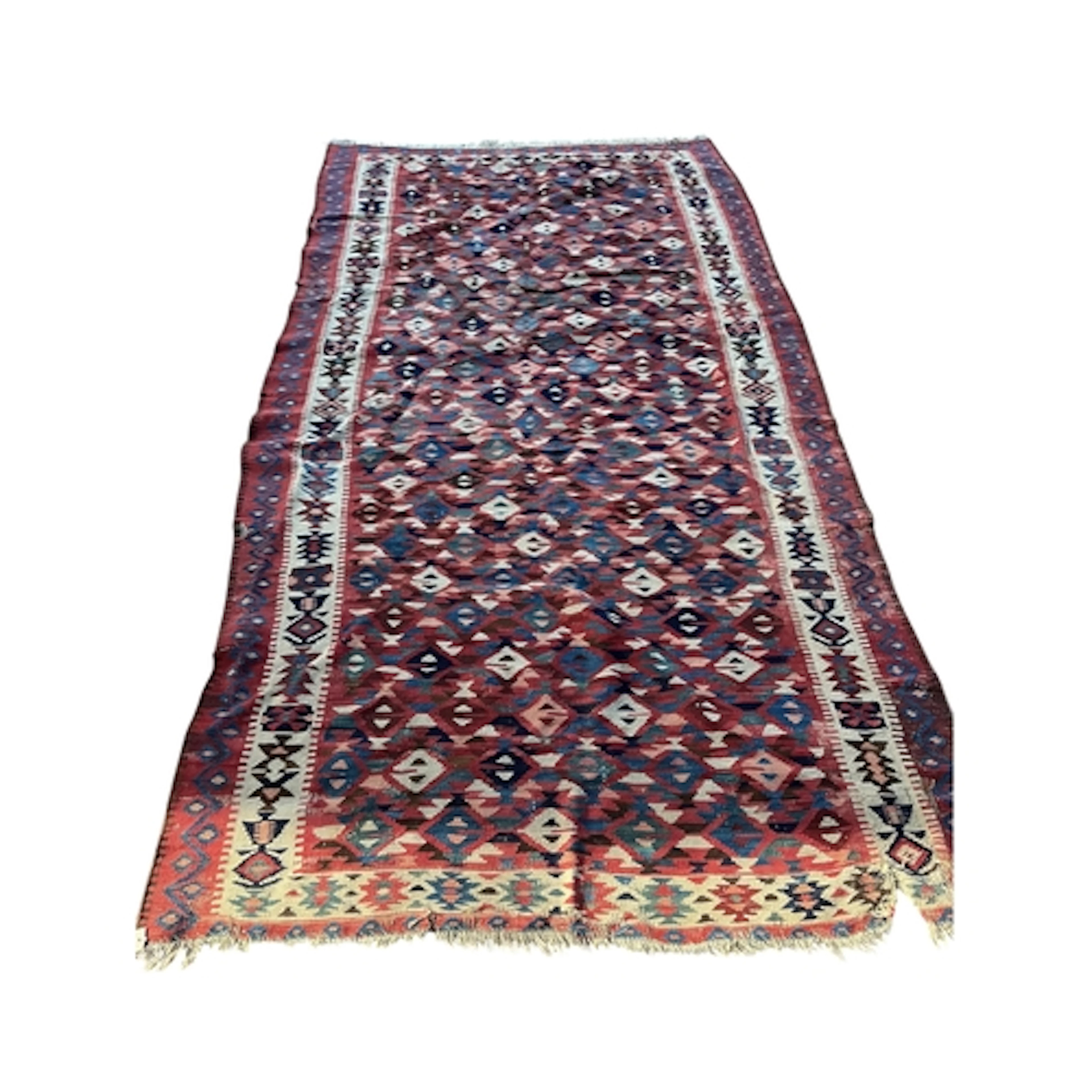 A Bijar kelim, late 19th century Caucasian brick red ground ...
