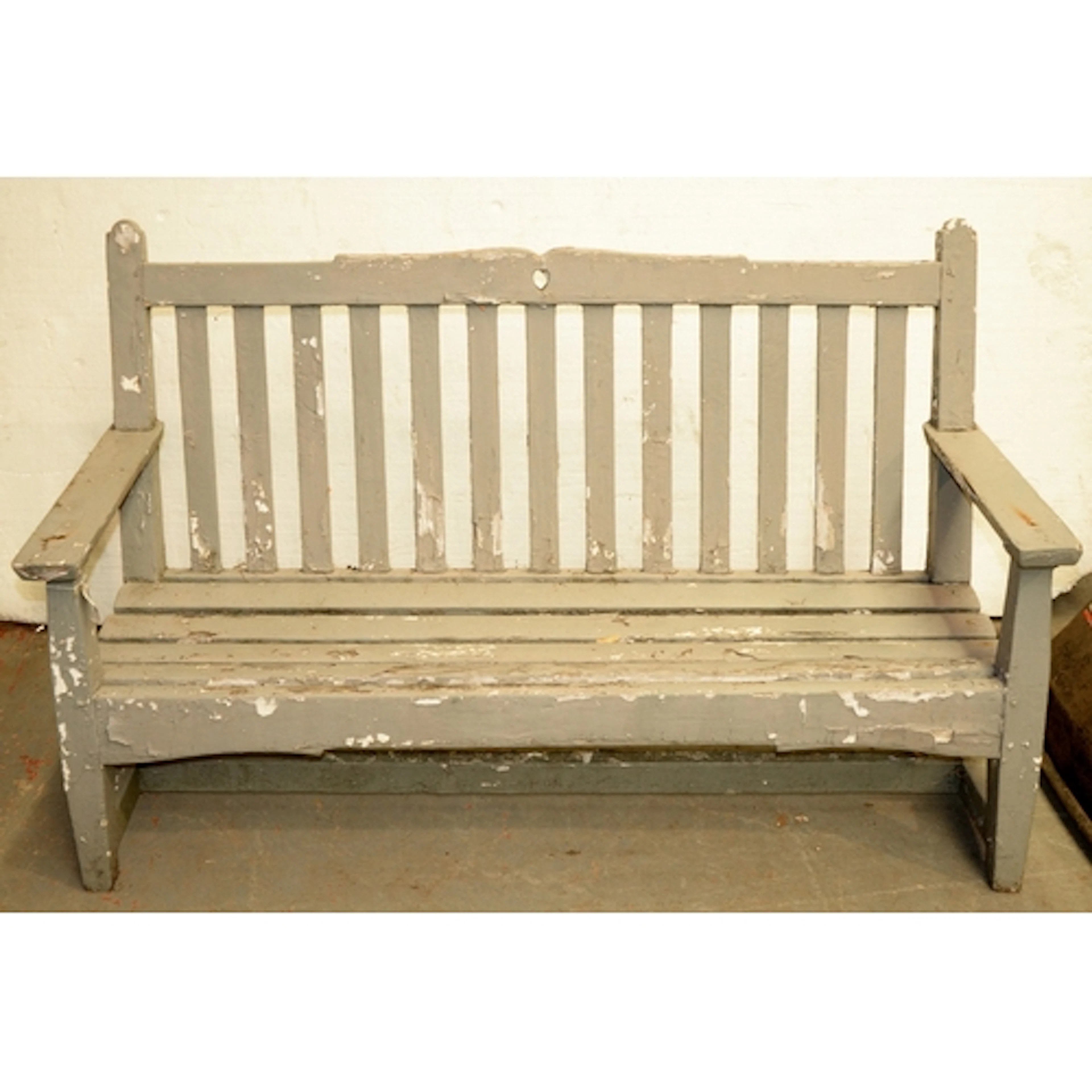 A painted wood garden seat, early 20th c, in the manner of C...