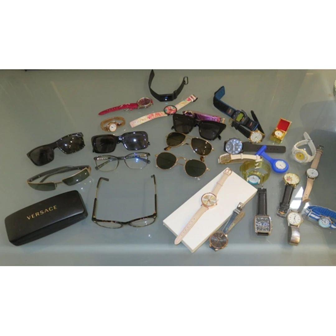 Pair of Versace glasses, together with other sunglasses and ...