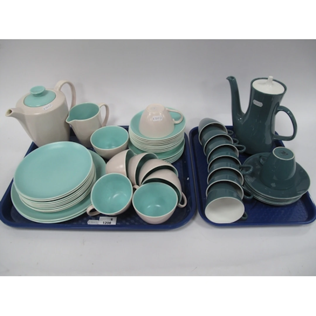 Poole Pottery turquoise and grey tea and coffee wares, inclu...