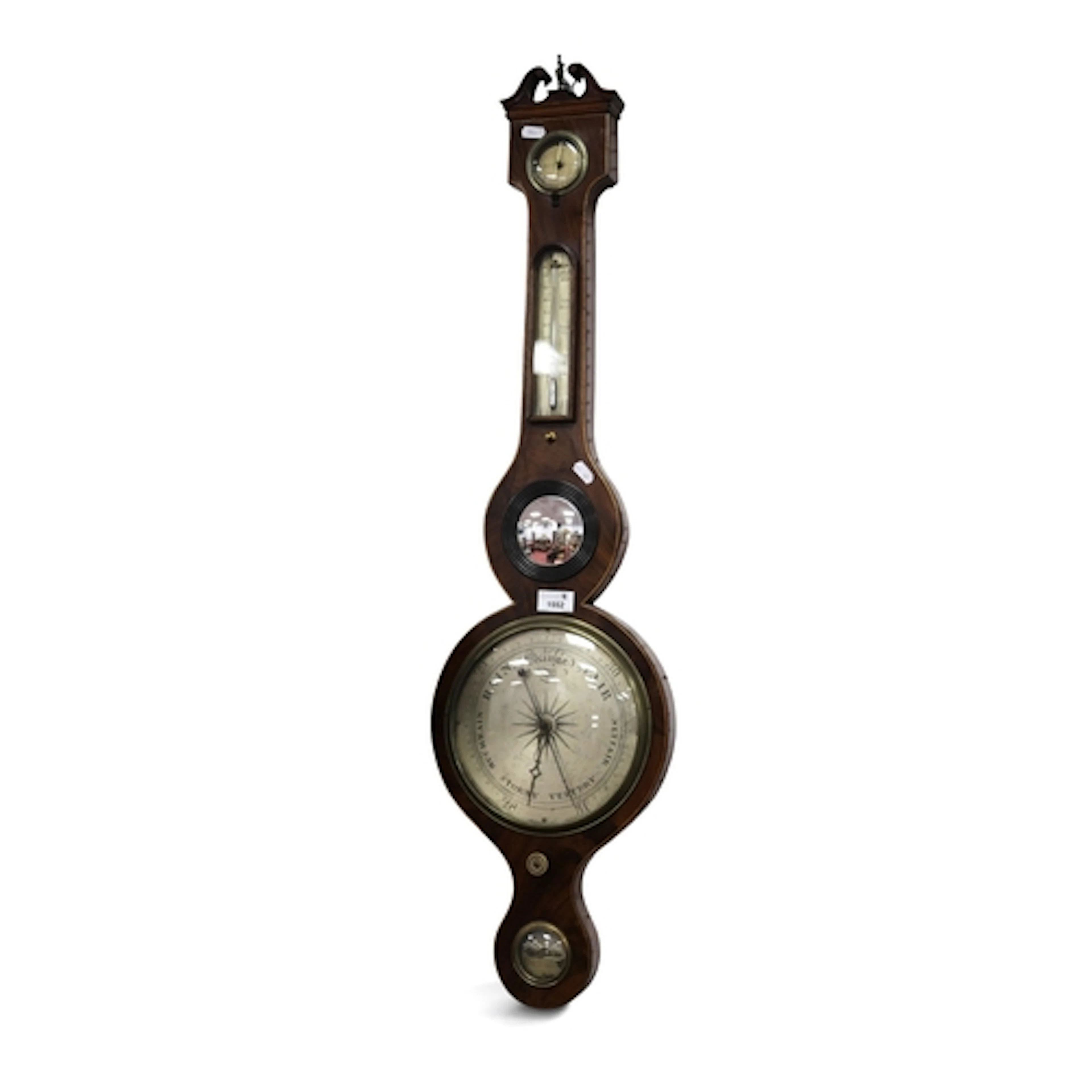 A XIX Century Mahogany Banjo Barometer, with satinwood inlay...