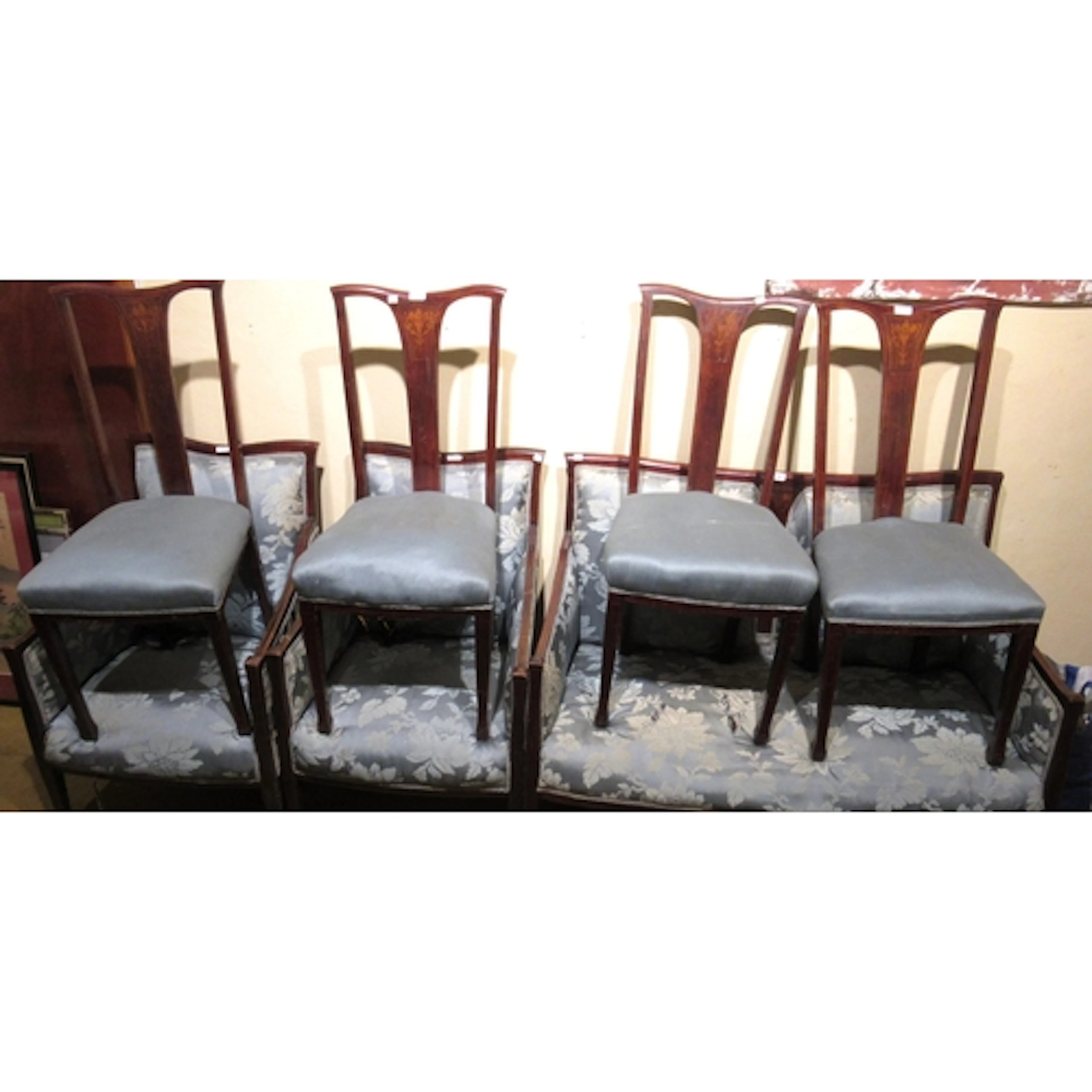 Edwardian mahogany and inlaid drawing room suite comprising ...