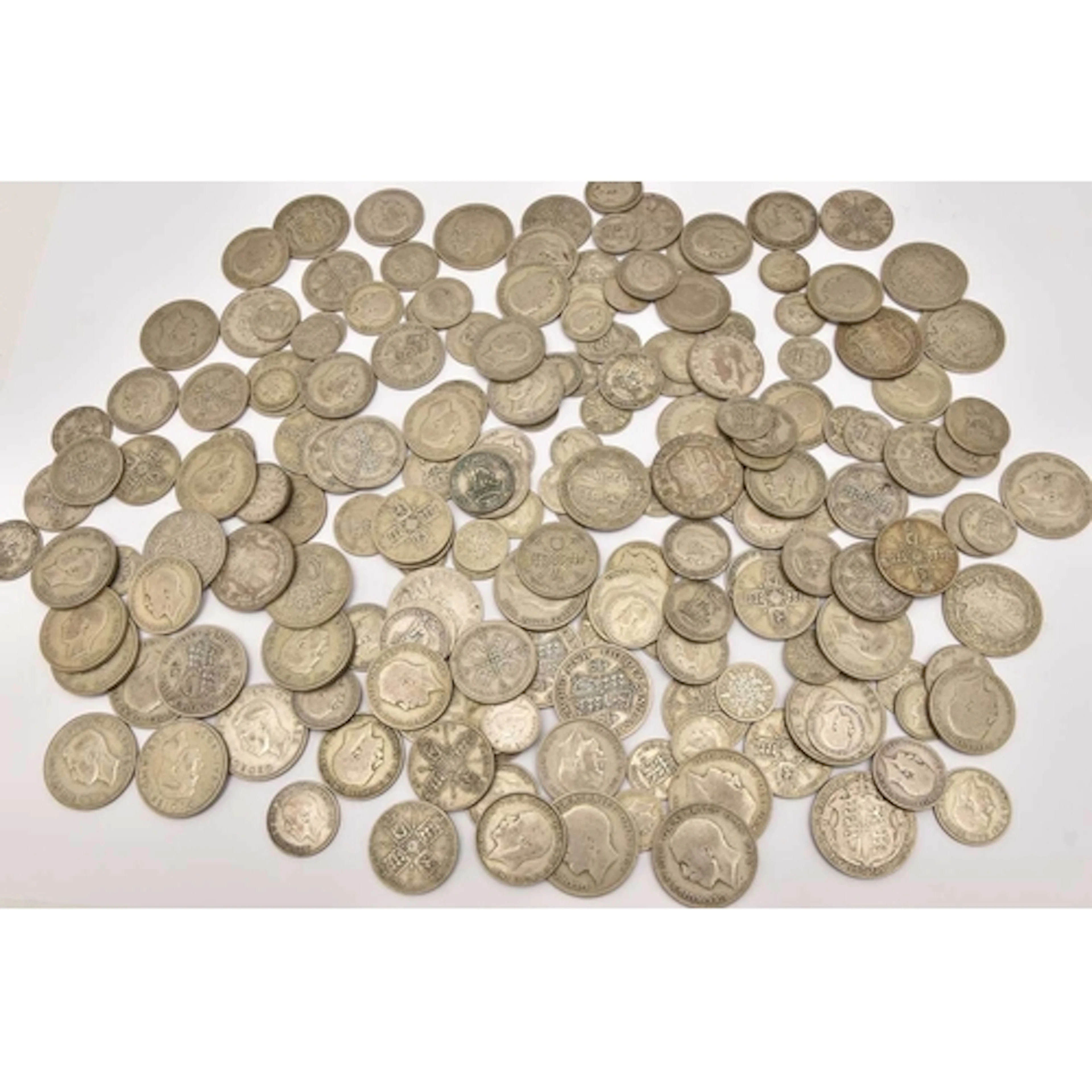 Silver. Silver coins post-1920, pre-1947 KGV and KGV1 all ci...