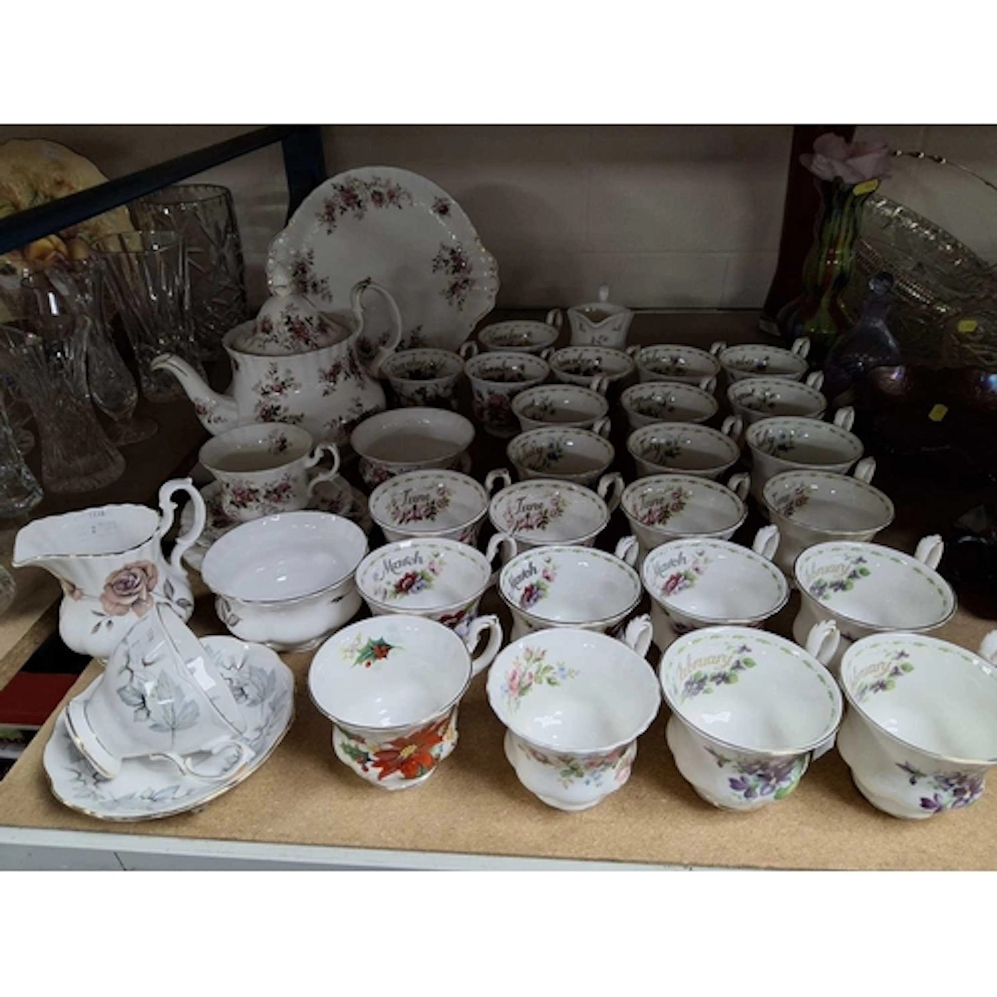 A GROUP OF VINTAGE ROYAL ALBERT TEAWARE, MOSTLY CUPS FROM TH...