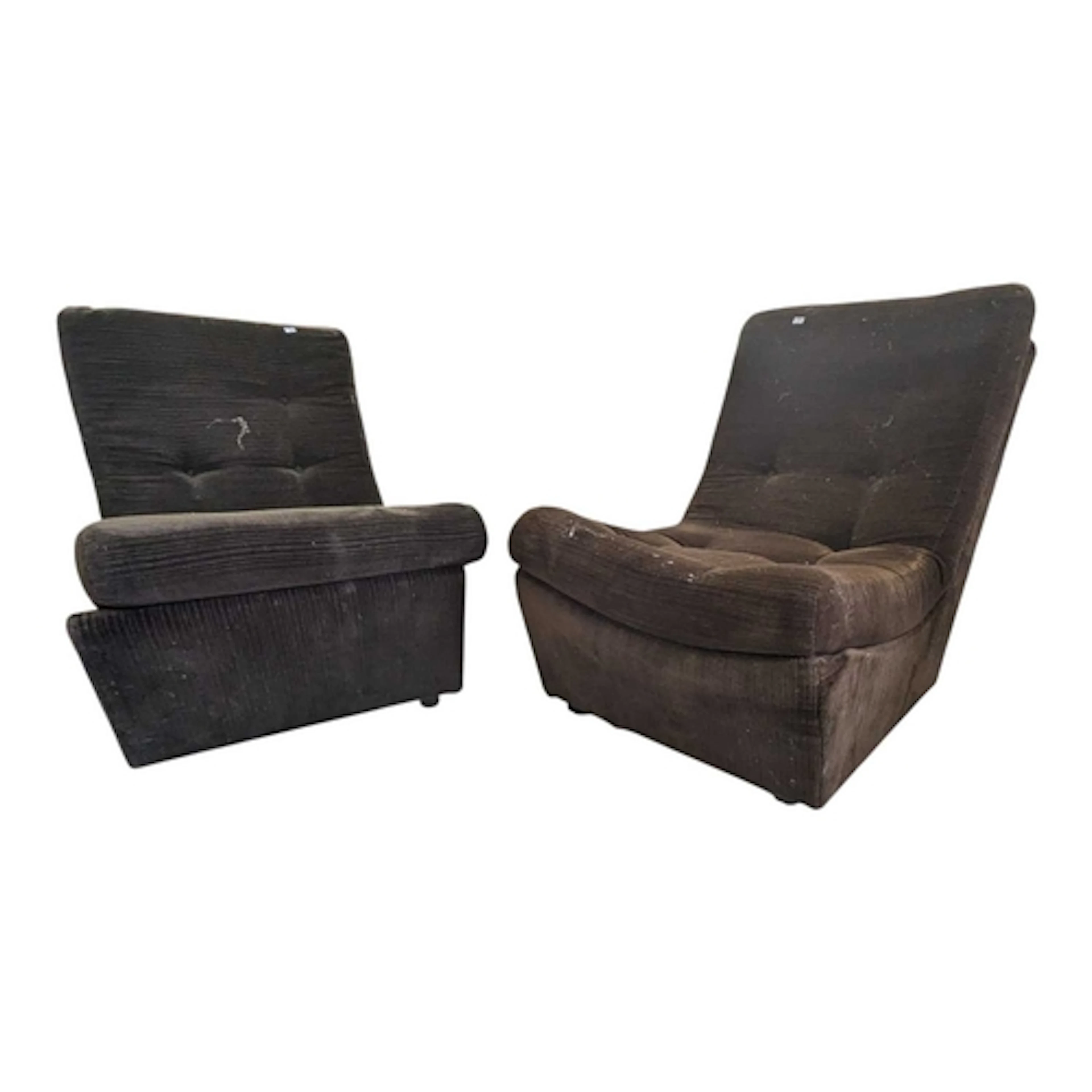 A pair of retro mid 20th century circa 1970s brown corduroy ...