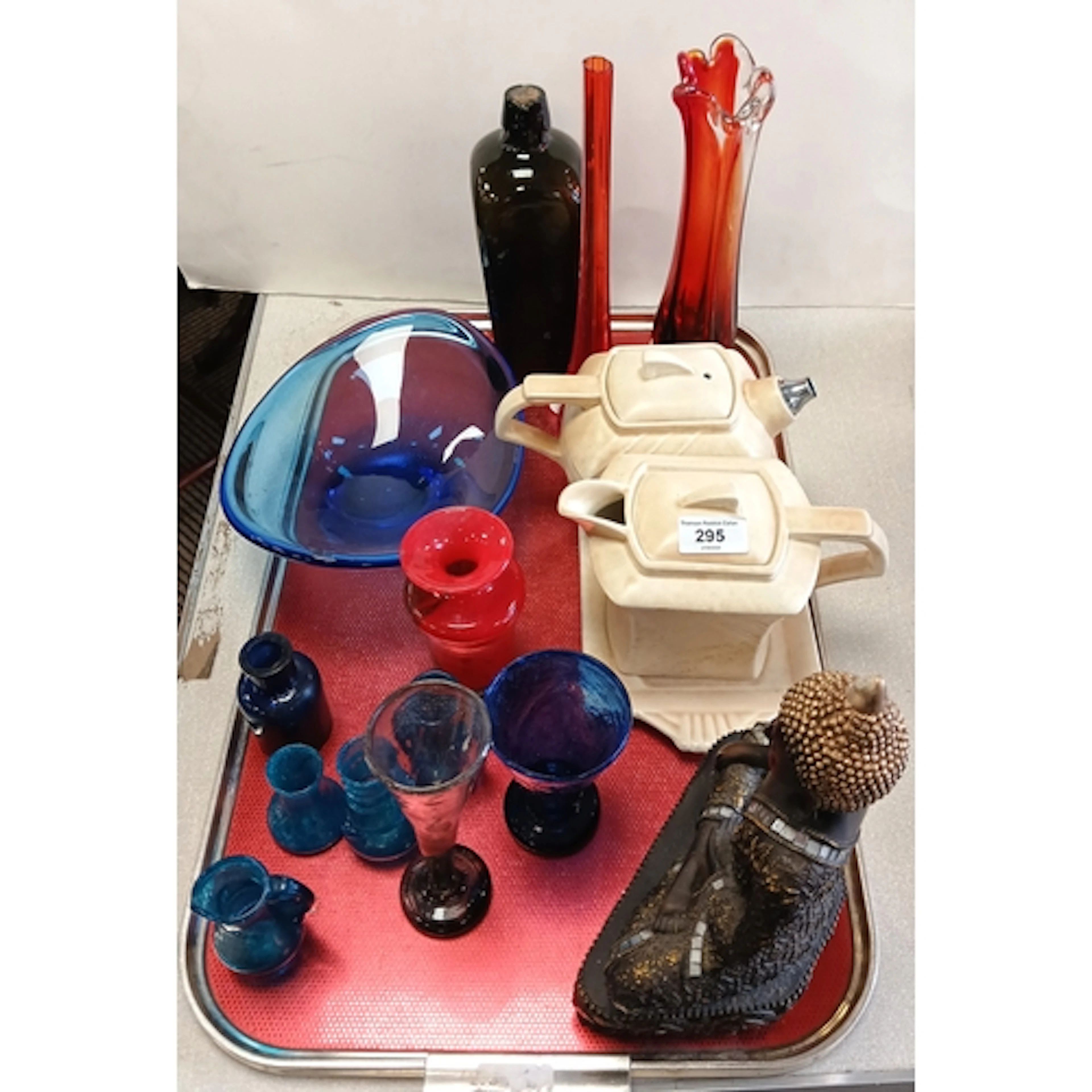 Grimwade Art Deco teapot and hot water on tray, 4 pieces col...