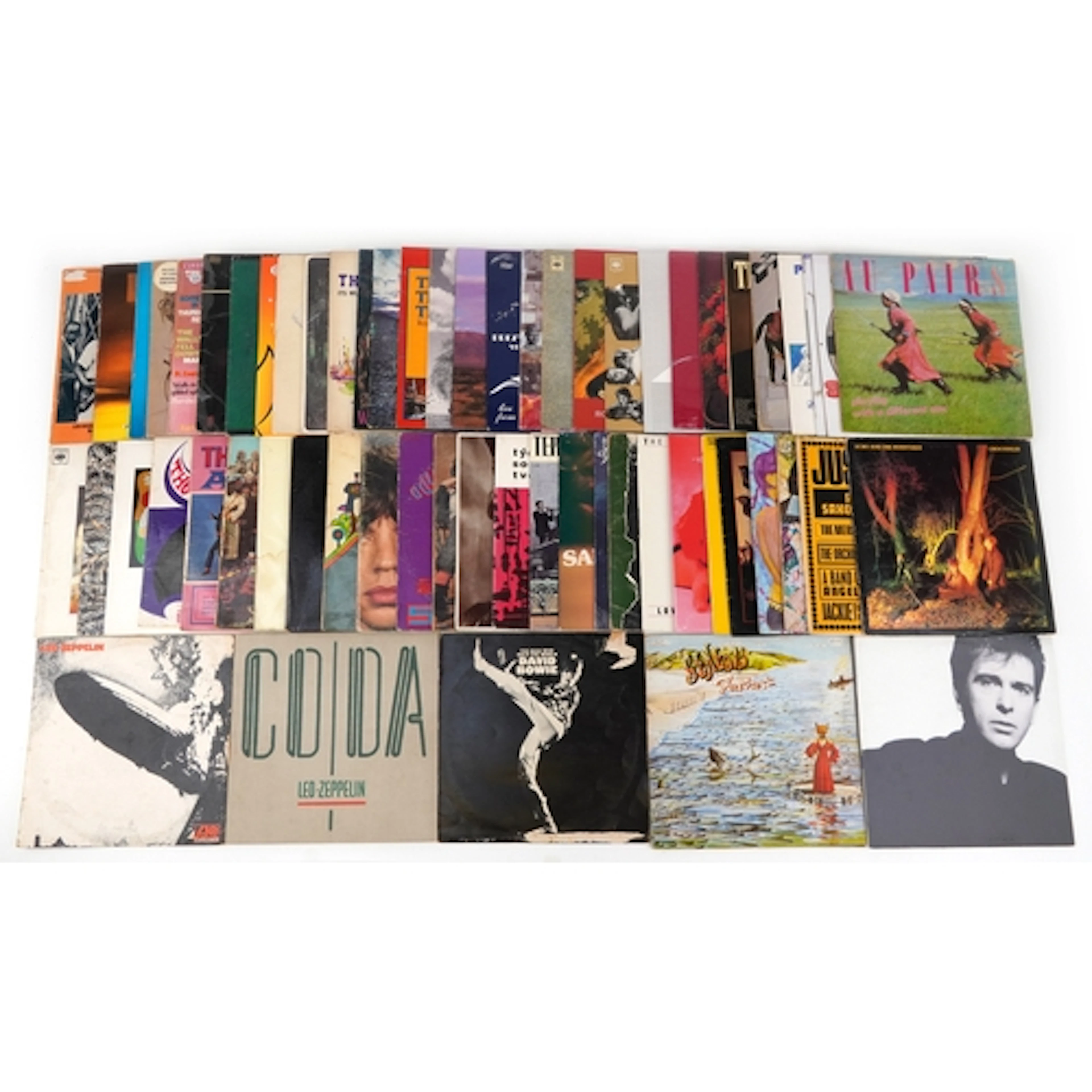 Collection of vinyl LP records including Led Zeppelin, David...