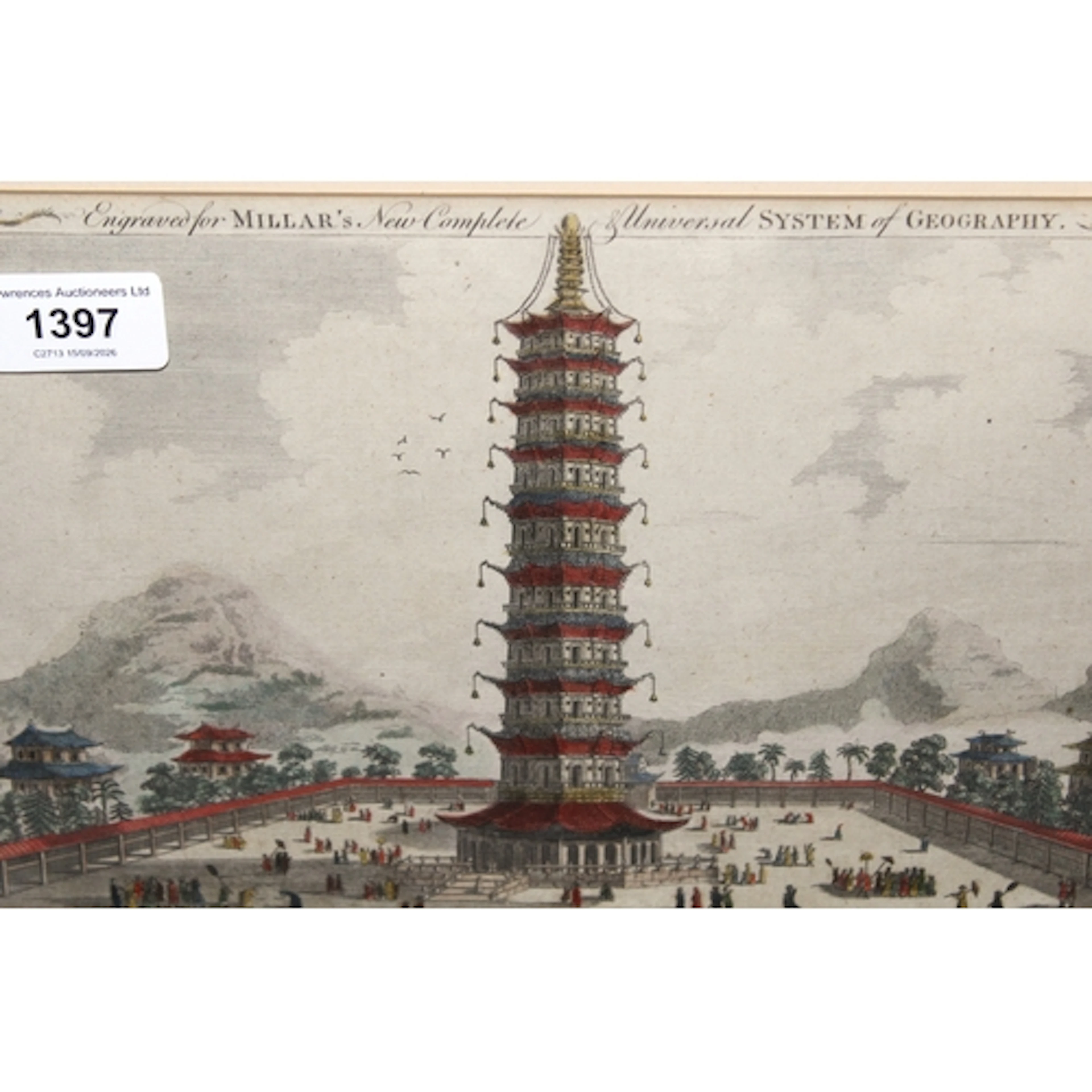19th Century coloured engraving, ' Prospect of the Porcelain...