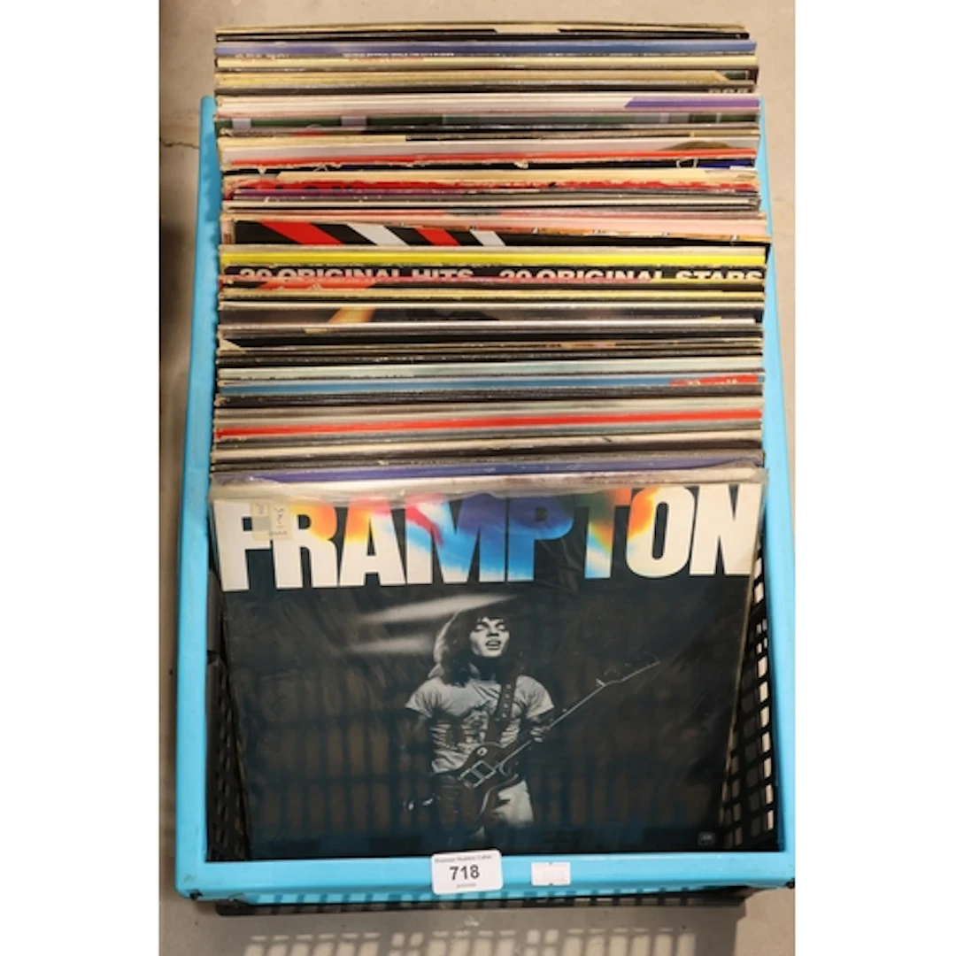 Box of mixed vinyl records to include Peter Frampton, Bob Se...