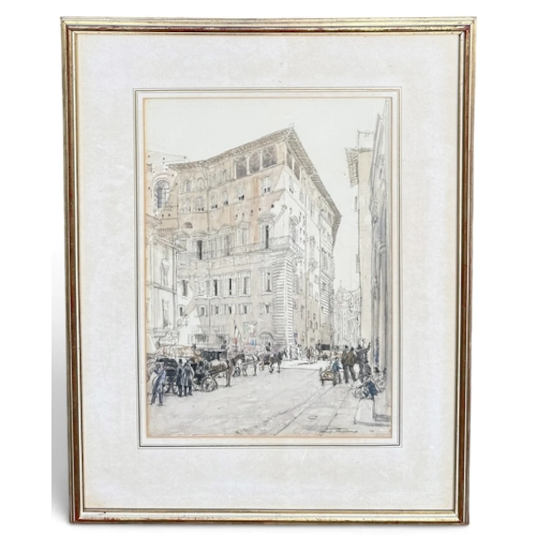 SIR HENRY RUSHBURY (1889-1968): PALAZZO VECCHIO Watercolour ...