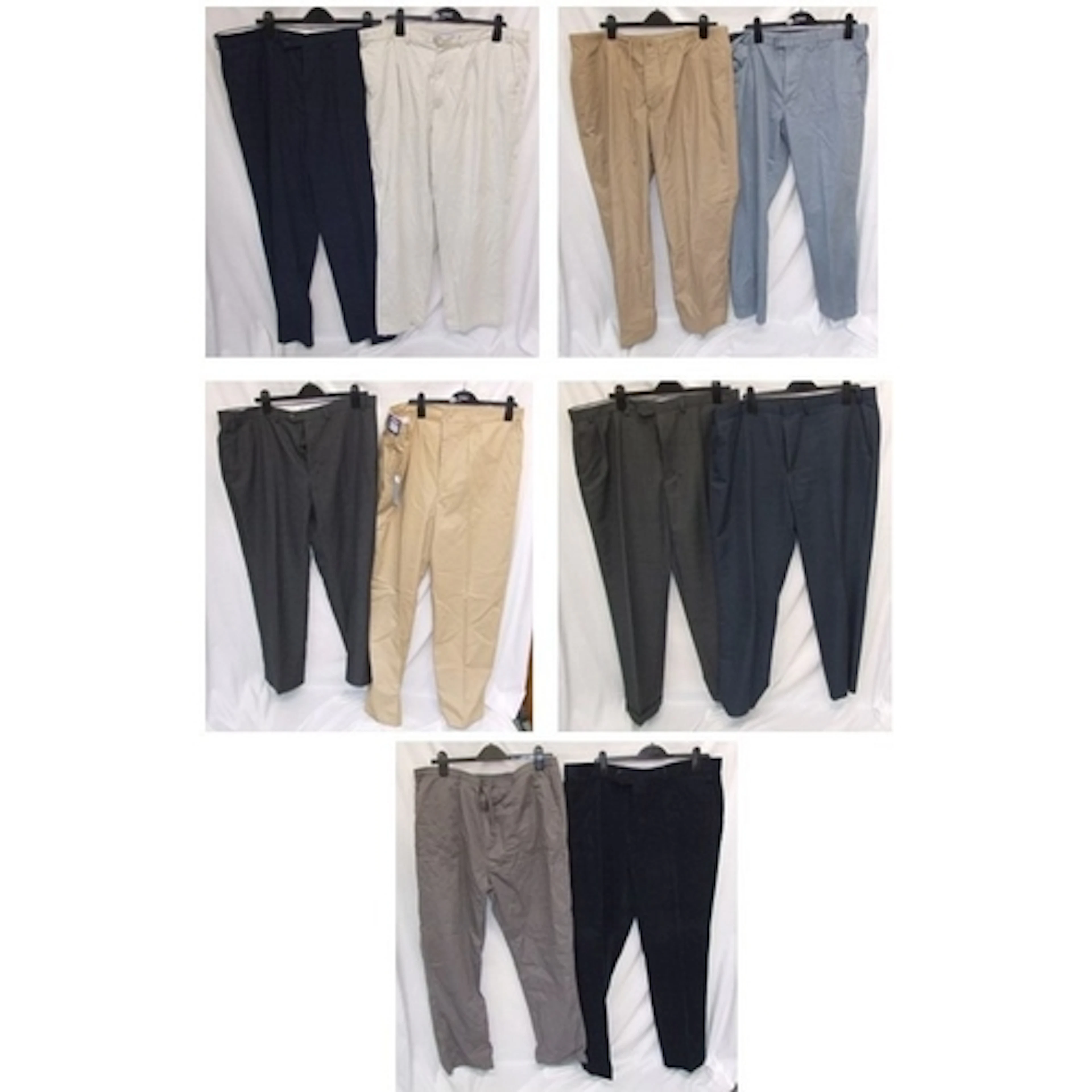 10 Pairs Mens Trousers: 8 x 42"W incl. M&S, Farah, Chums, e...