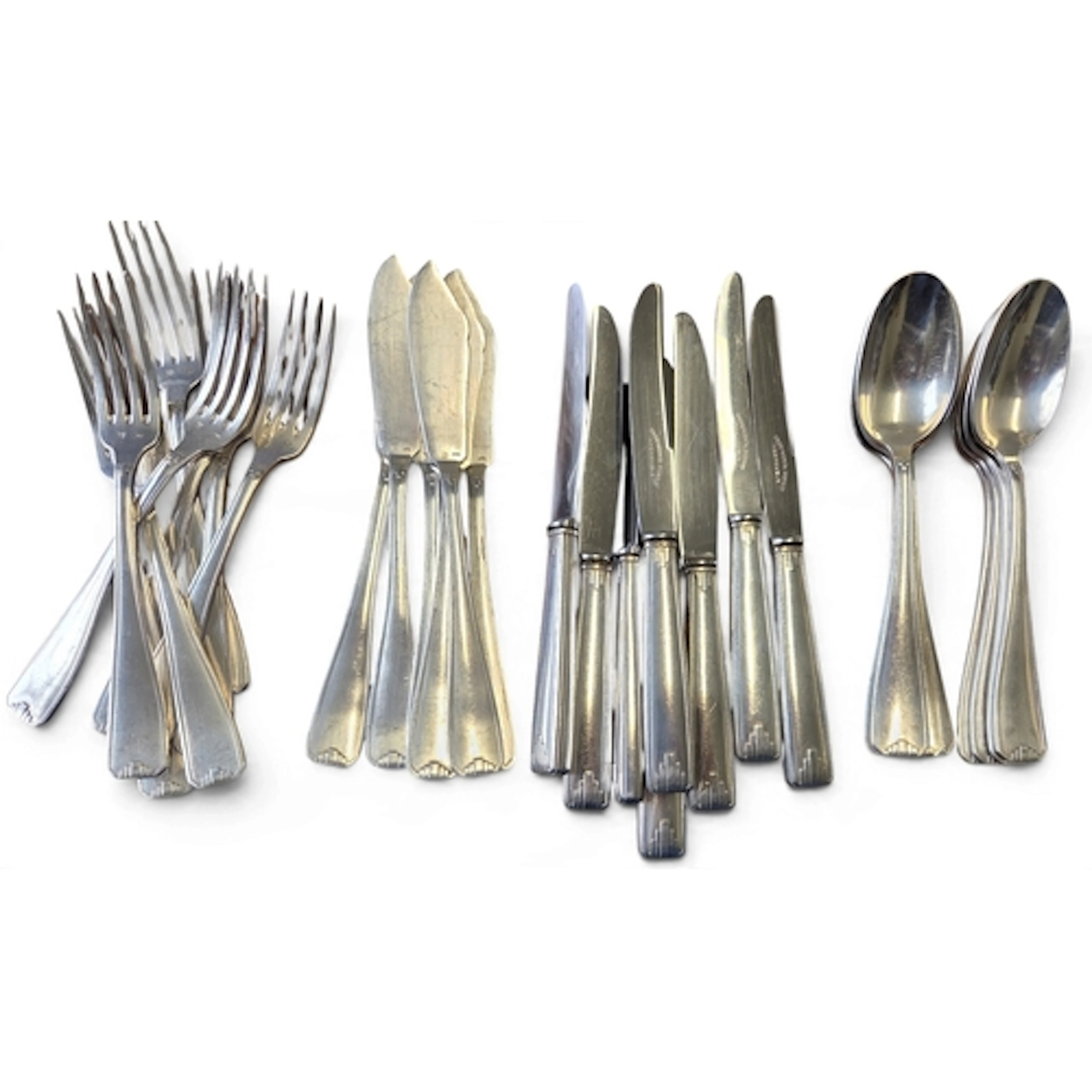 A fine French Art Deco silver-plated cutlery service by Orfè...