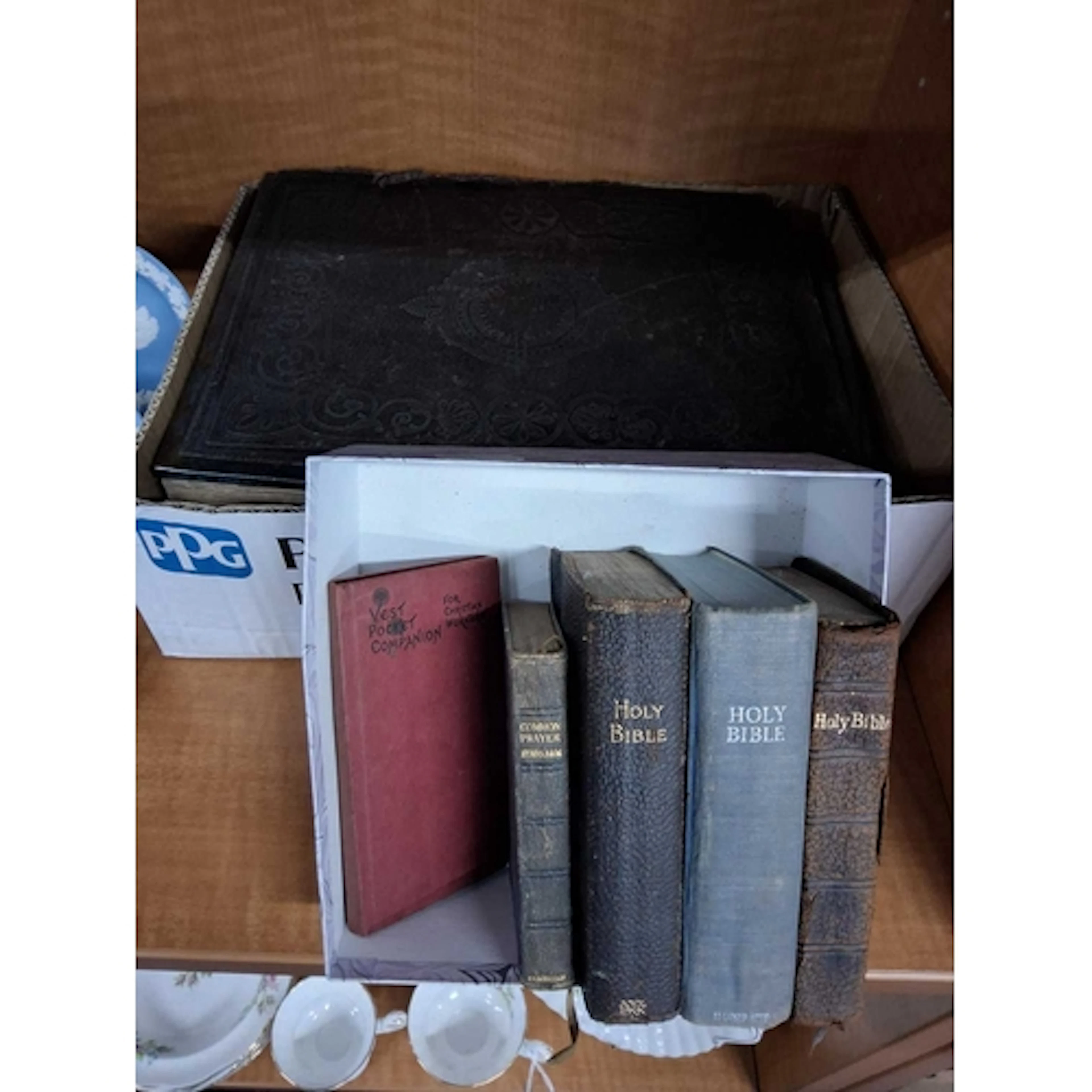 TWO BOXES OF BIBLES & OTHER RELIGIOUS PUBLICATIONS compr...