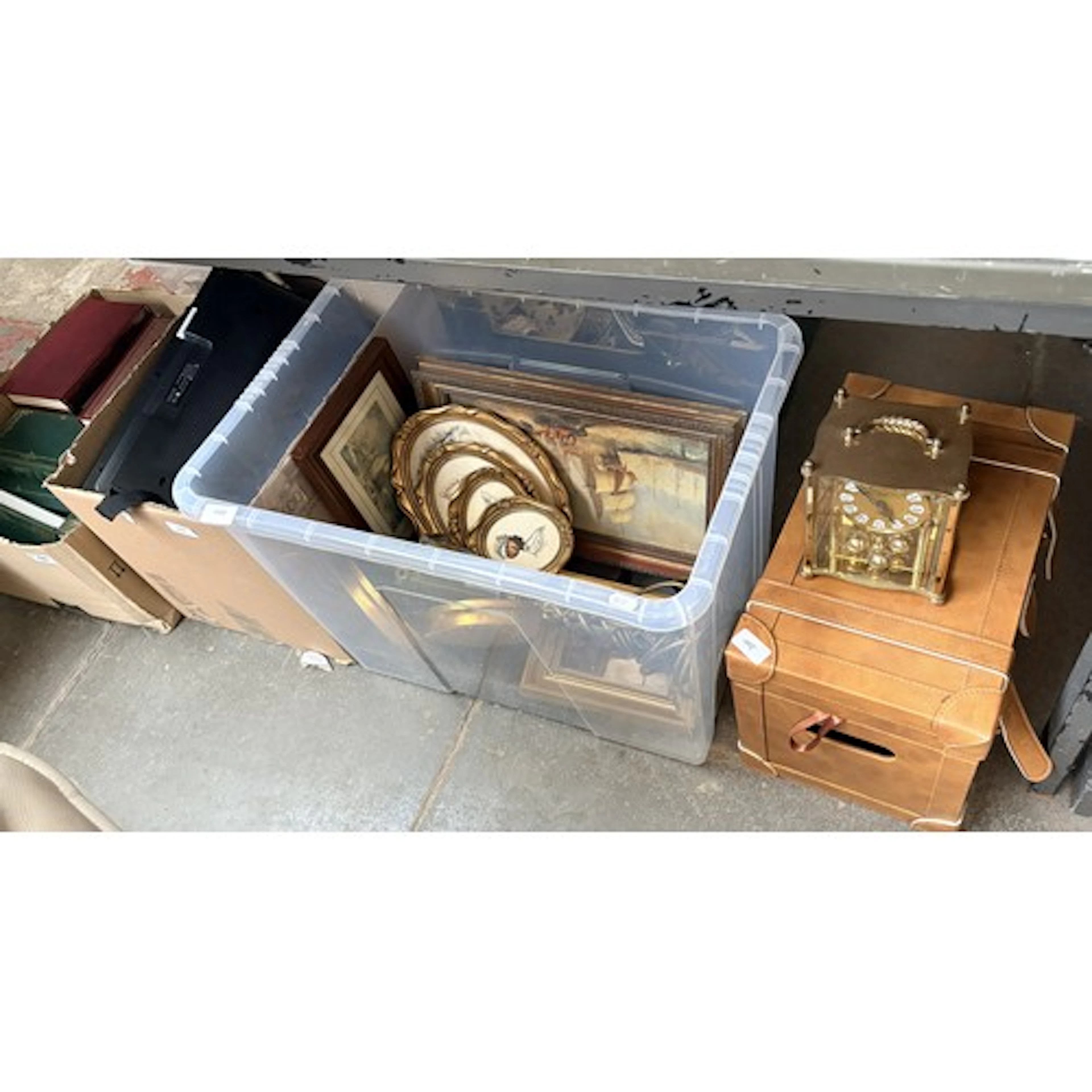 A mixed lot including a box of books, a box of pictures and ...