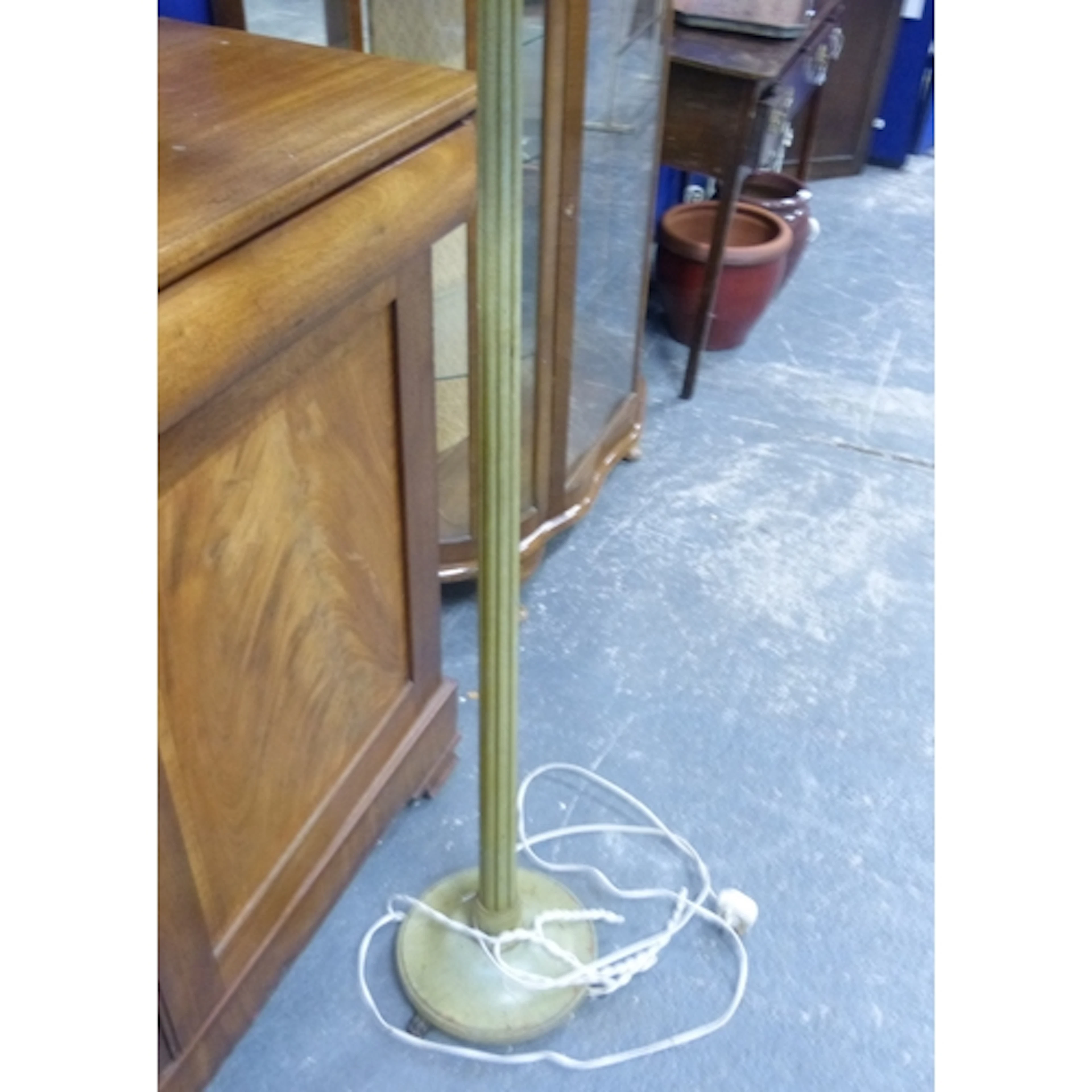 Vintage painted standard lamp and clothes airer.