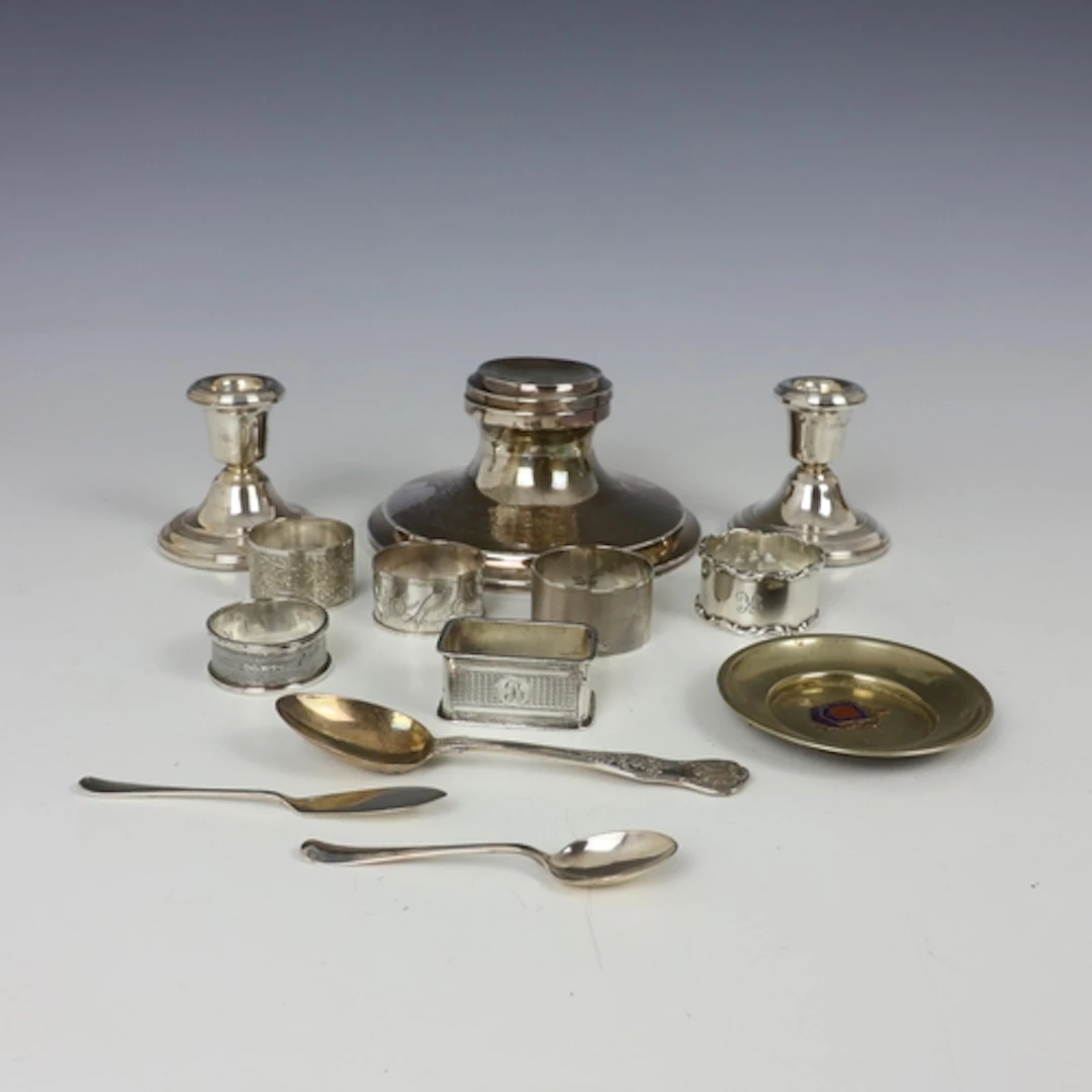 A selection of silver and silver mounted items, including a ...