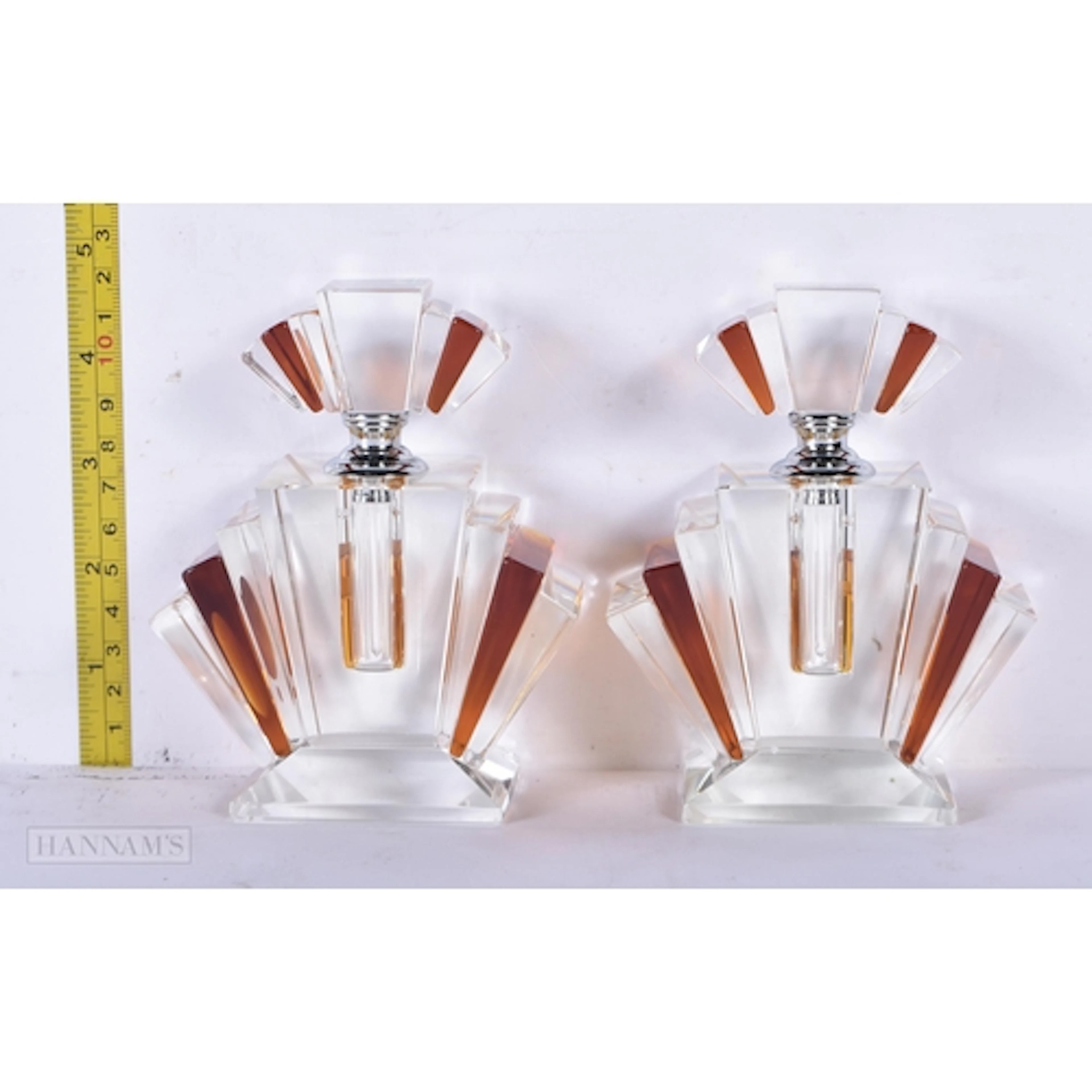 A pair of Art Deco style scent bottles 12cm (2)