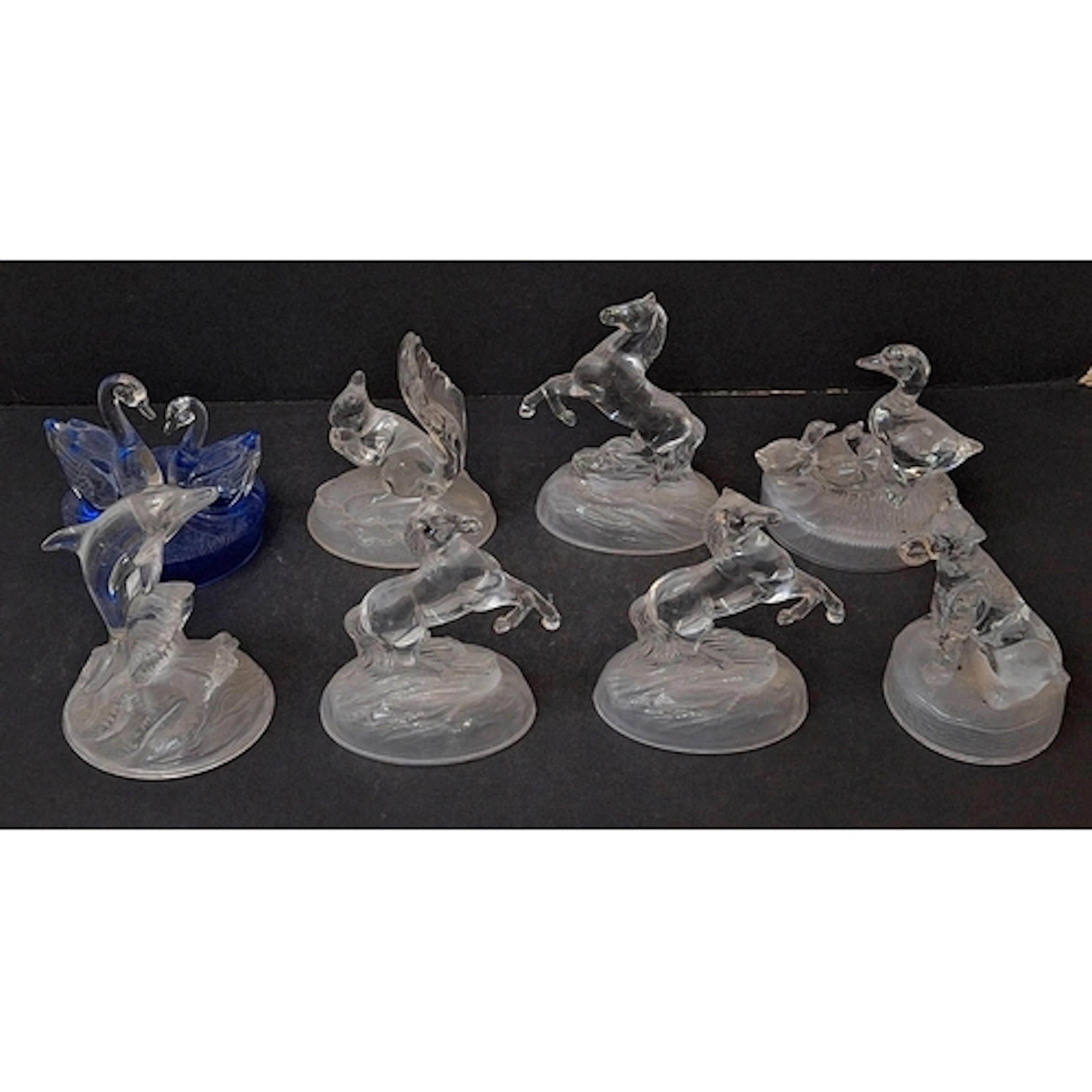 Glass Figurines incl. blue swans RCR Crystal Rock, clear gla...
