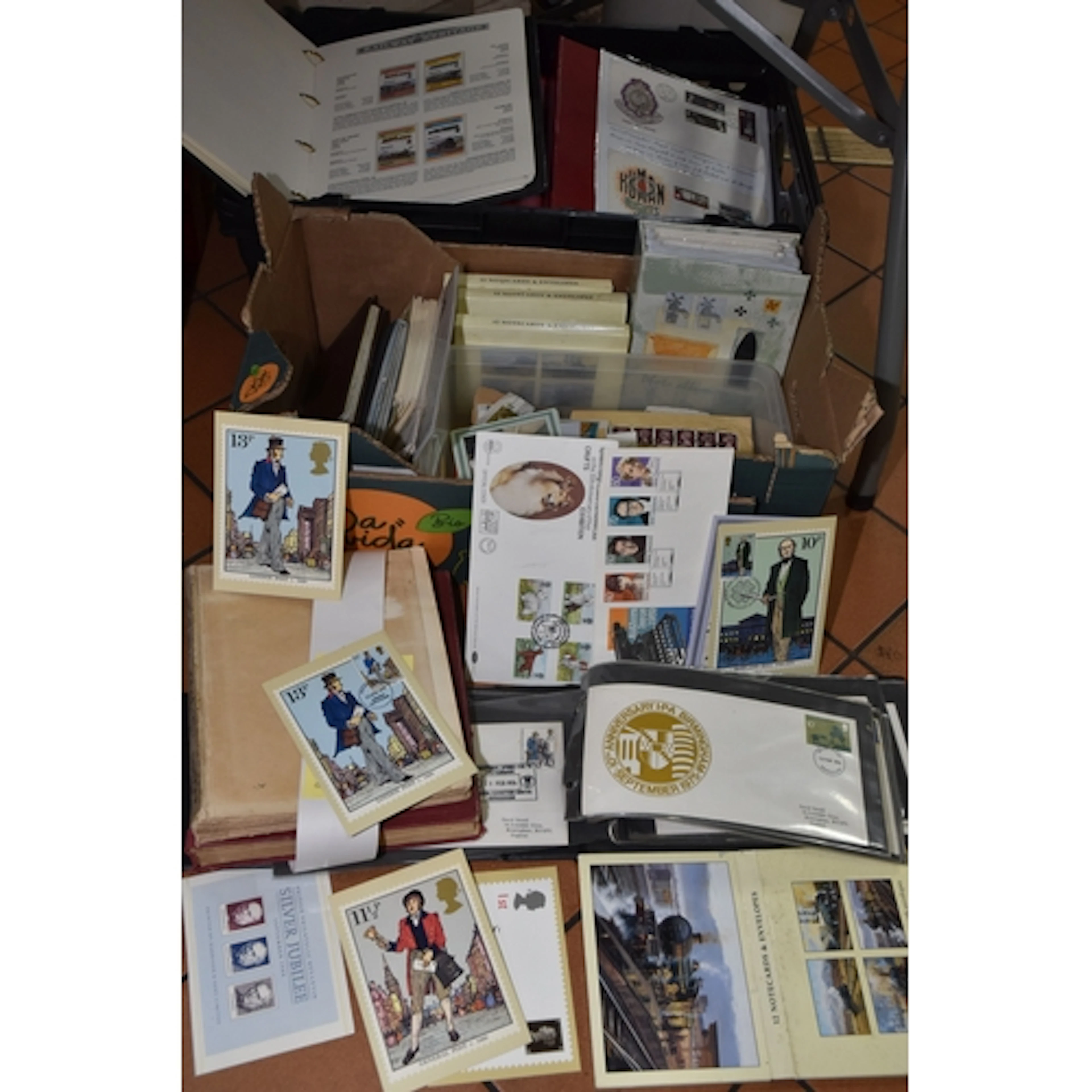 TWO BOXES CONTAINING STAMPS AND POSTCARDS ETC, comprising of...