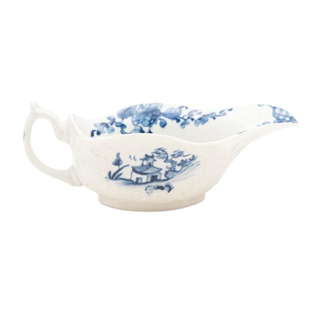 An early First Period Worcester blue and white low-footed sa...