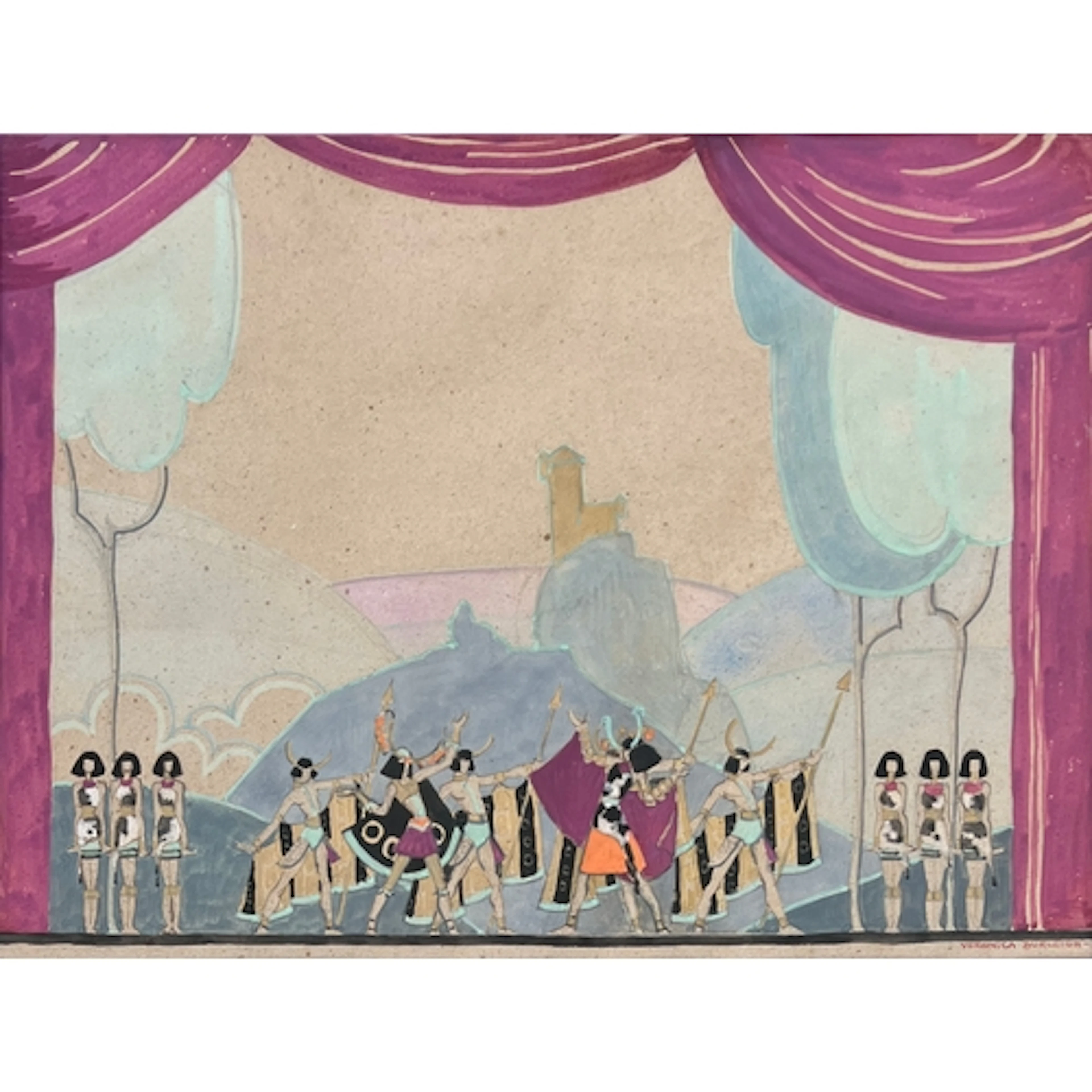 Veronica Burleigh (1909–1998), stage design for an opera, wa...