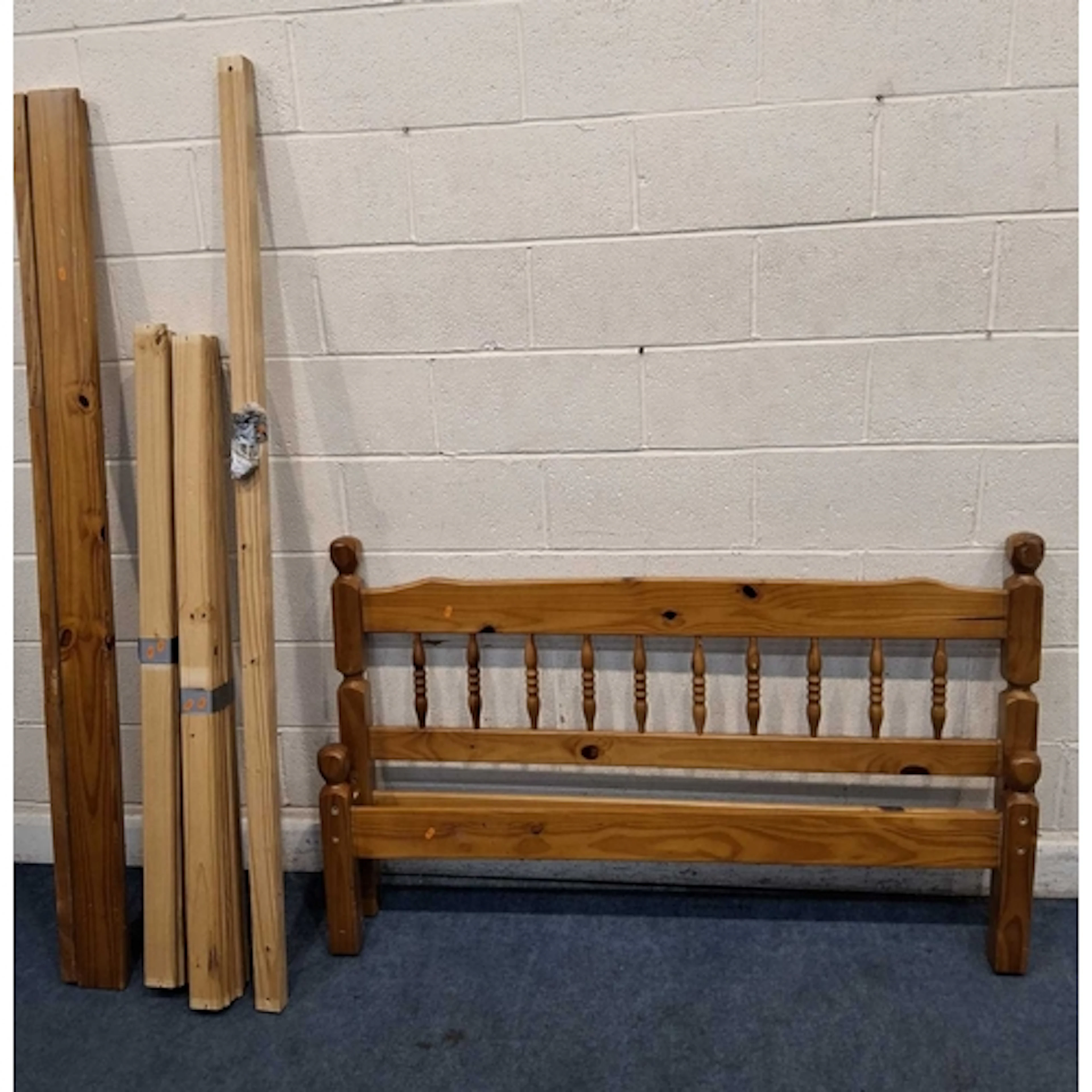 A MODERN PINE 4FT6 BEDSTEAD marks, scuffs, other wear and u...