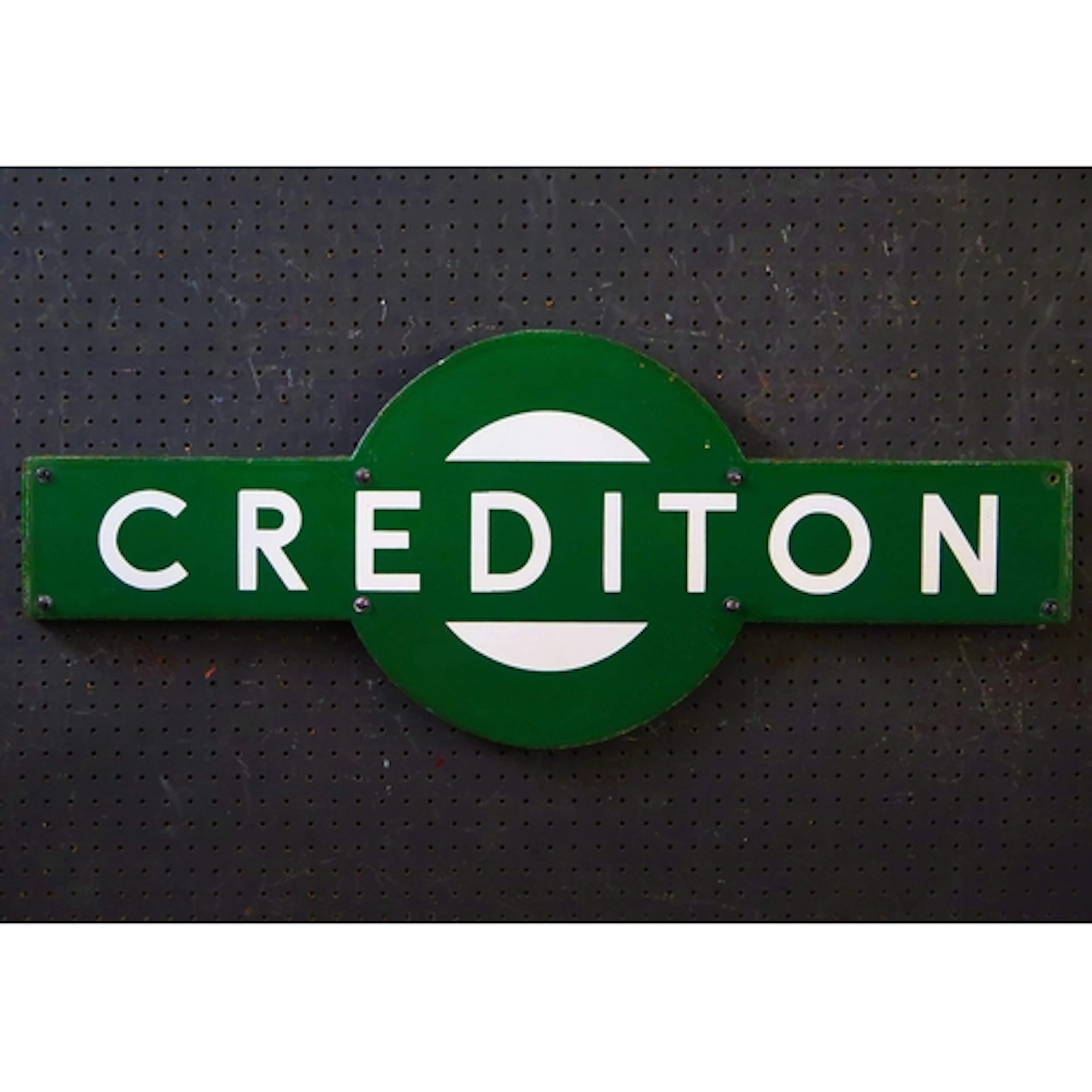 'Crediton' - a Southern Region target mounted on a wooden ba...