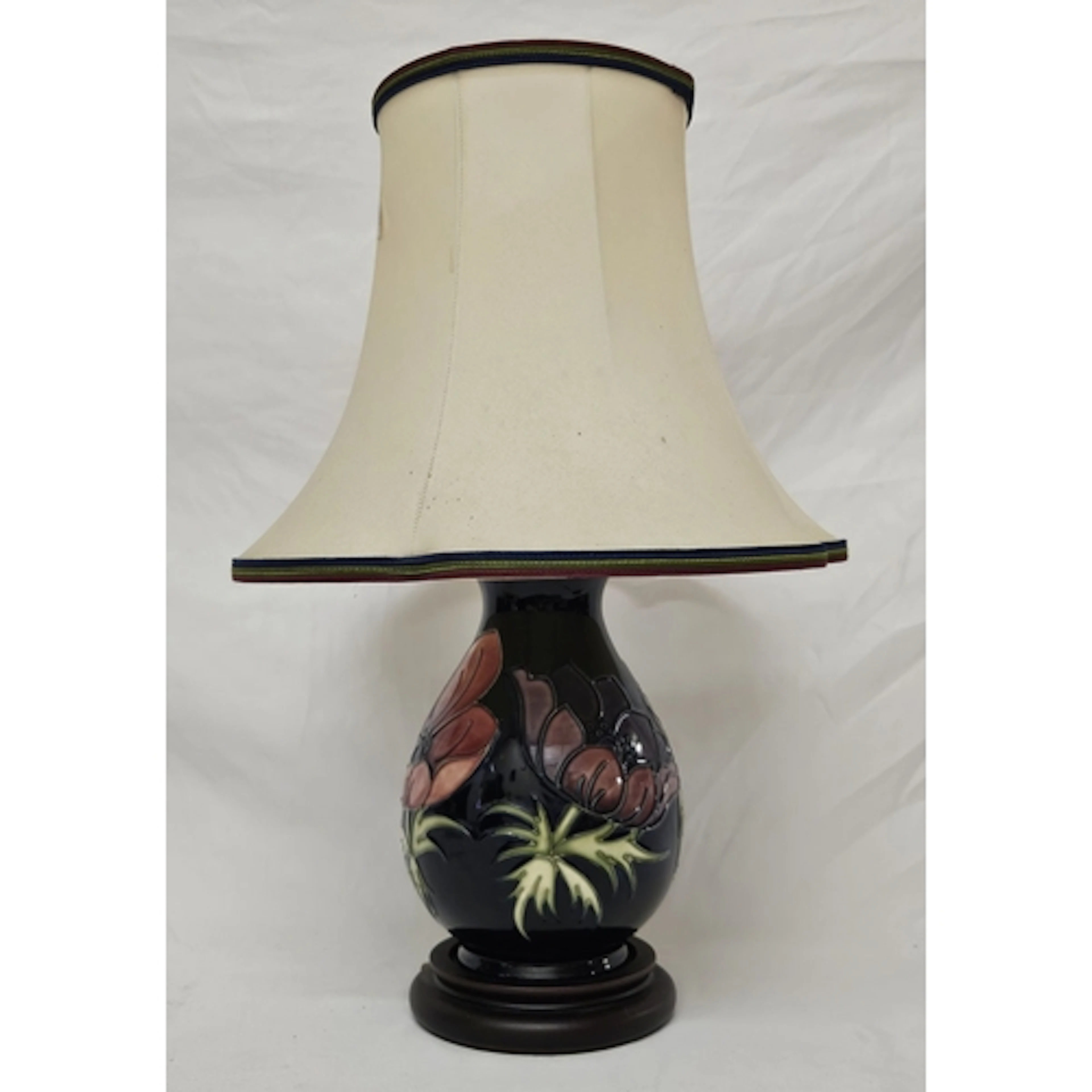 Moorcroft Anemone Design Ceramic Based Table Lamp, deep blue...