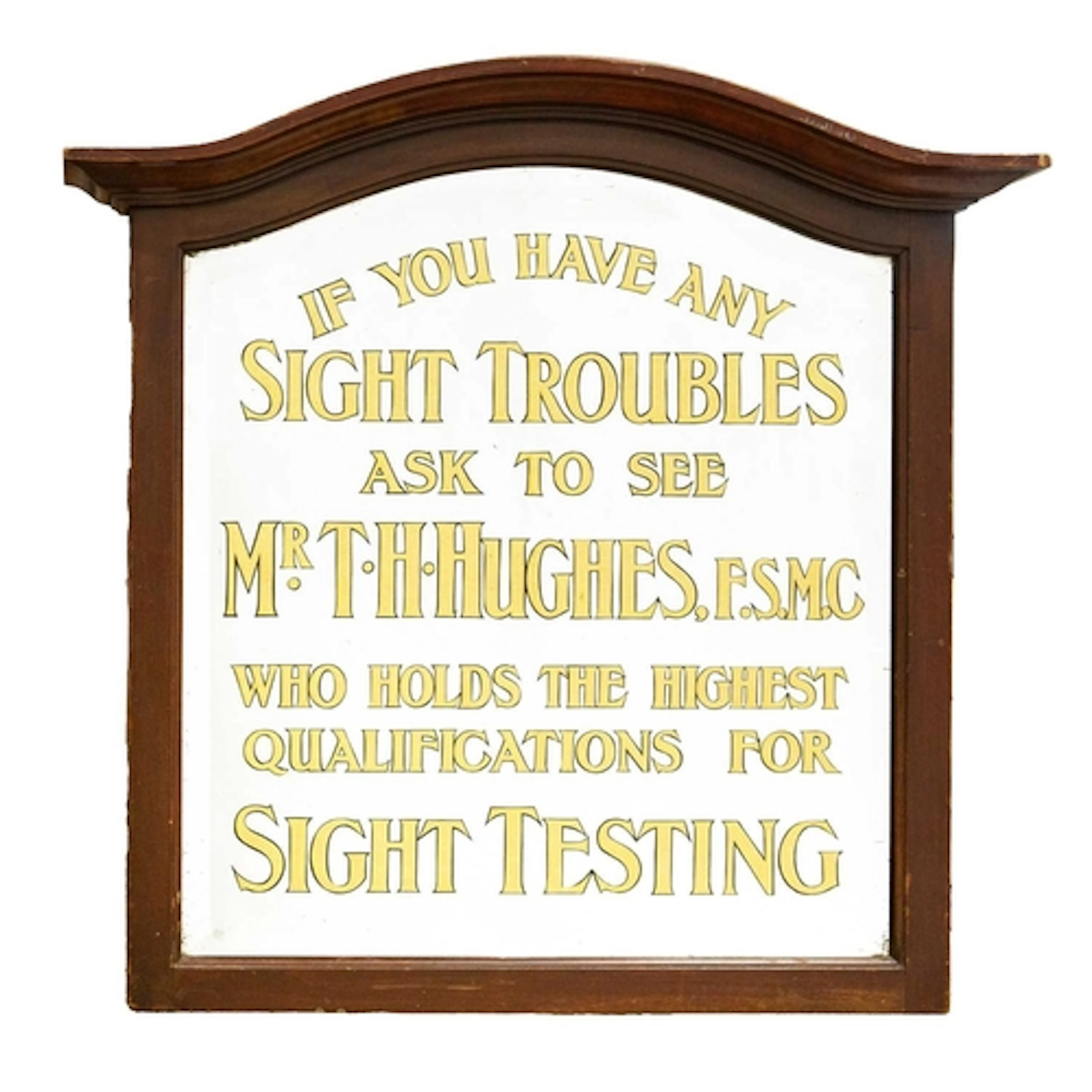 A framed opticians advertising mirror. Late 19th century, ma...