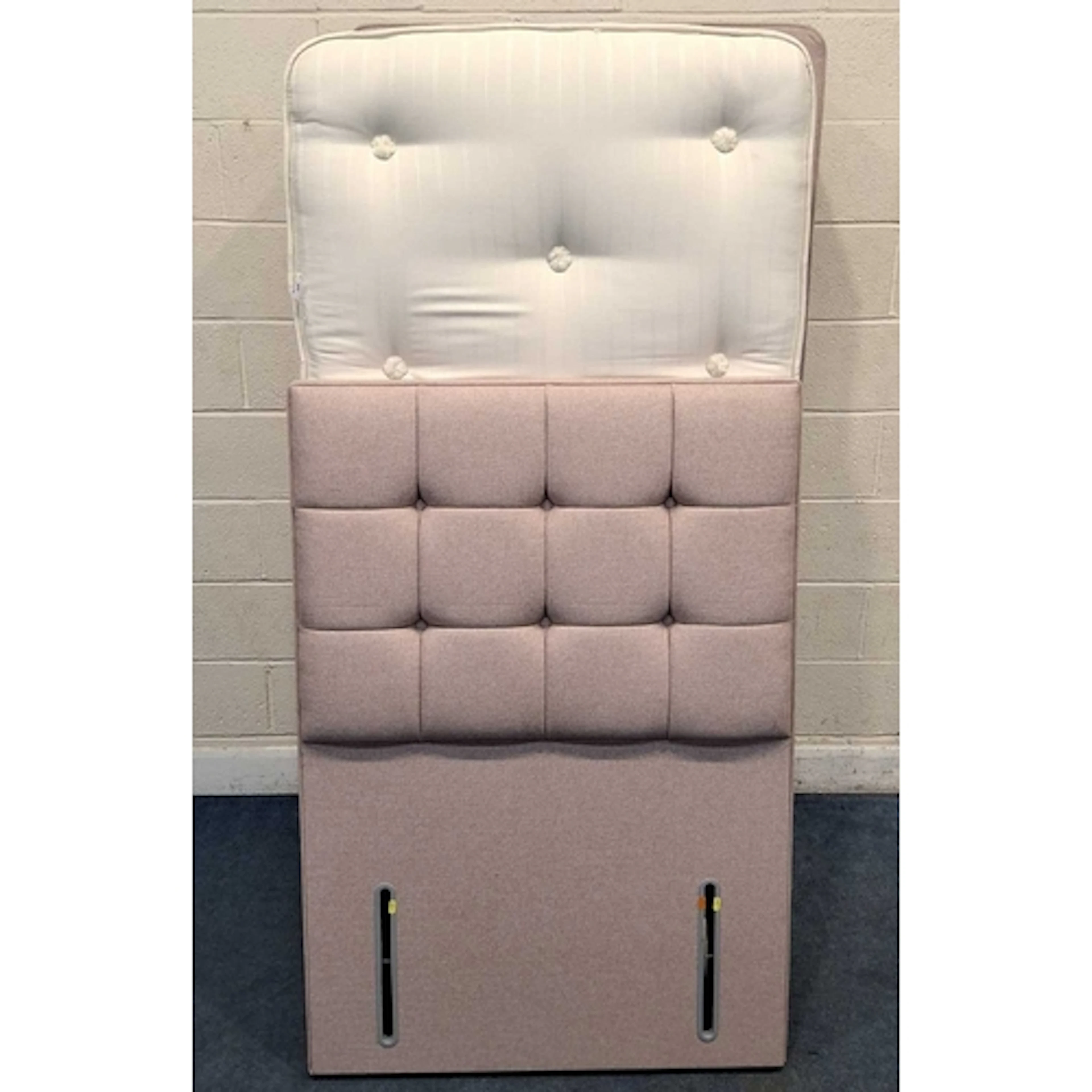 A HYPNOS POSTURECARE 7 3FT PINK UPHOSTERED DIVAN BED, MATTRE...