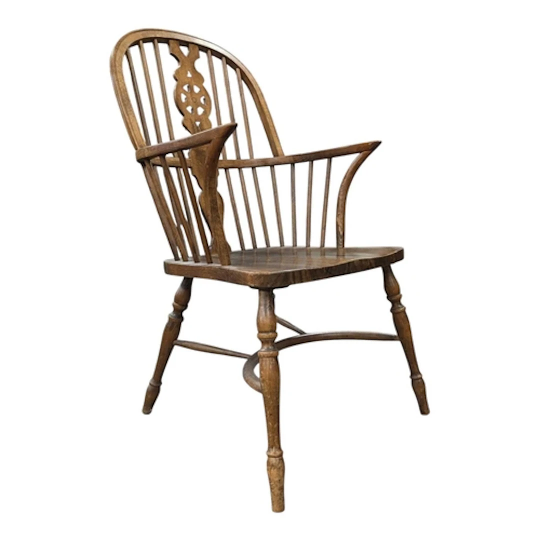 A Victorian 19th century wheel back double comb back windsor...